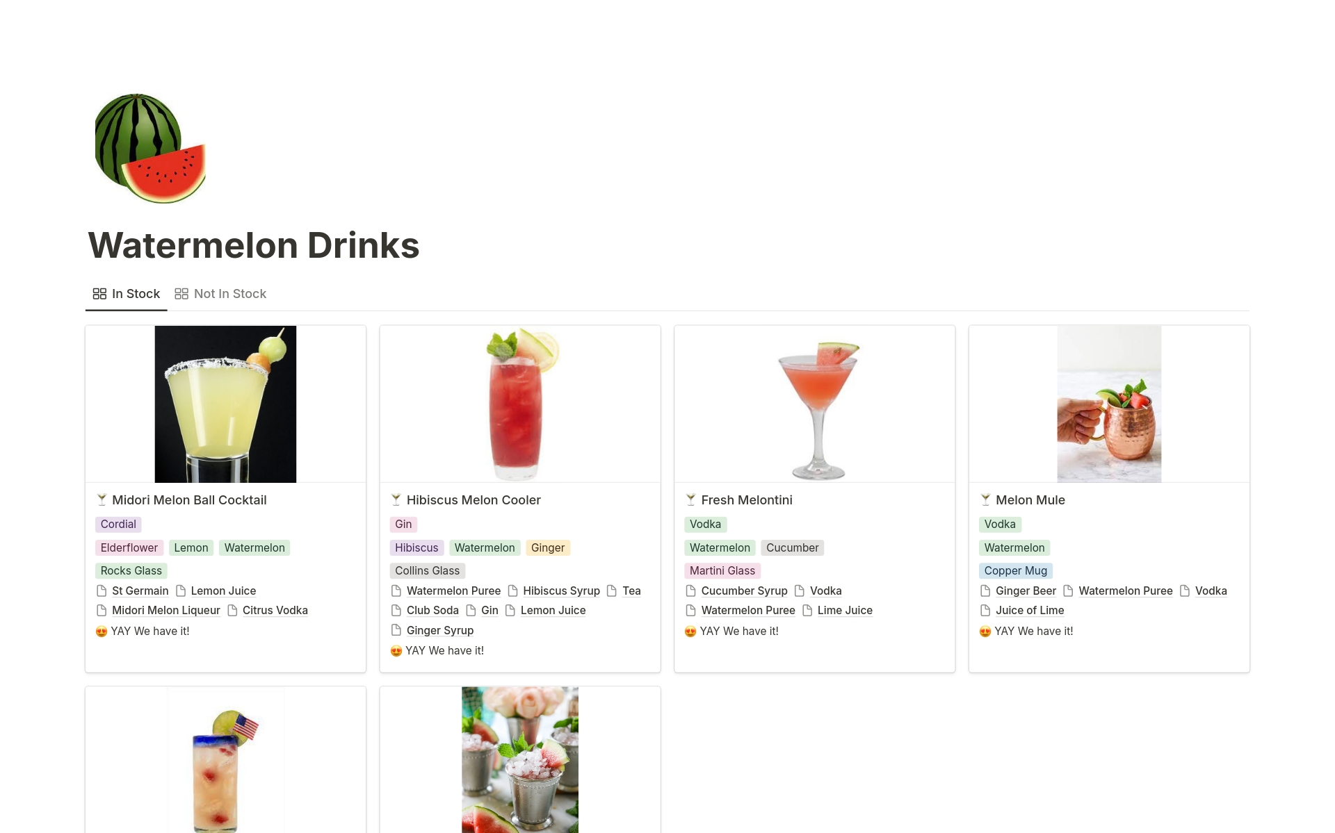 Keep all of your cocktail recipes and ingredients on hand.  You can search your recipes by various methods like main liquor, flavor profile, notes profile, glass type and by a specific ingredient.  You can see which drinks you can make with what you have on hand.