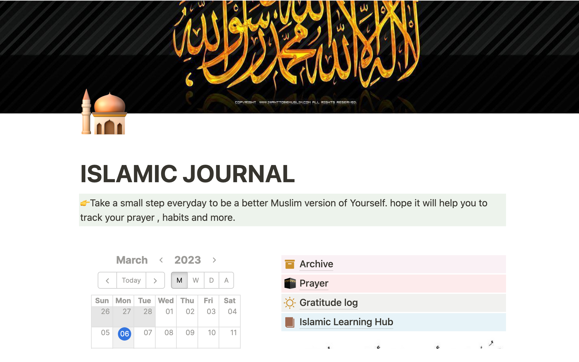 A template preview for Islamic journal
