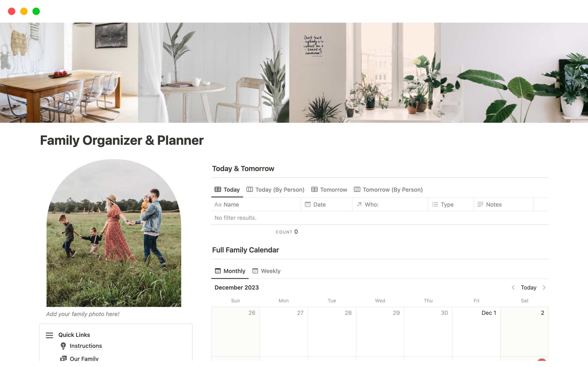 A template preview for Family Organizer & Planner