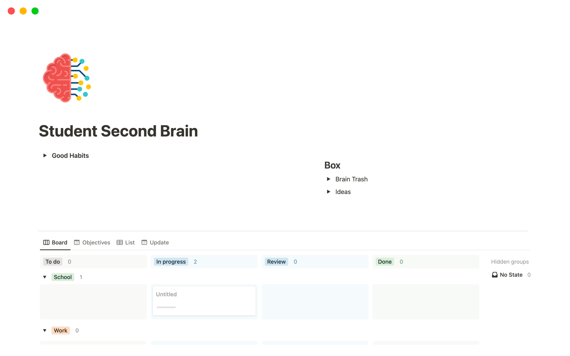 A second brain dashboard to track your activities and organize yourself.