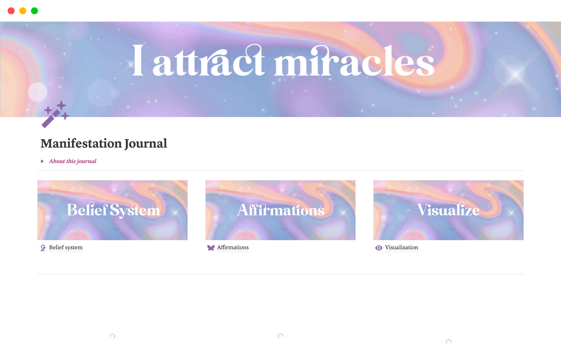 A template preview for  Aesthetic Manifestation Journal