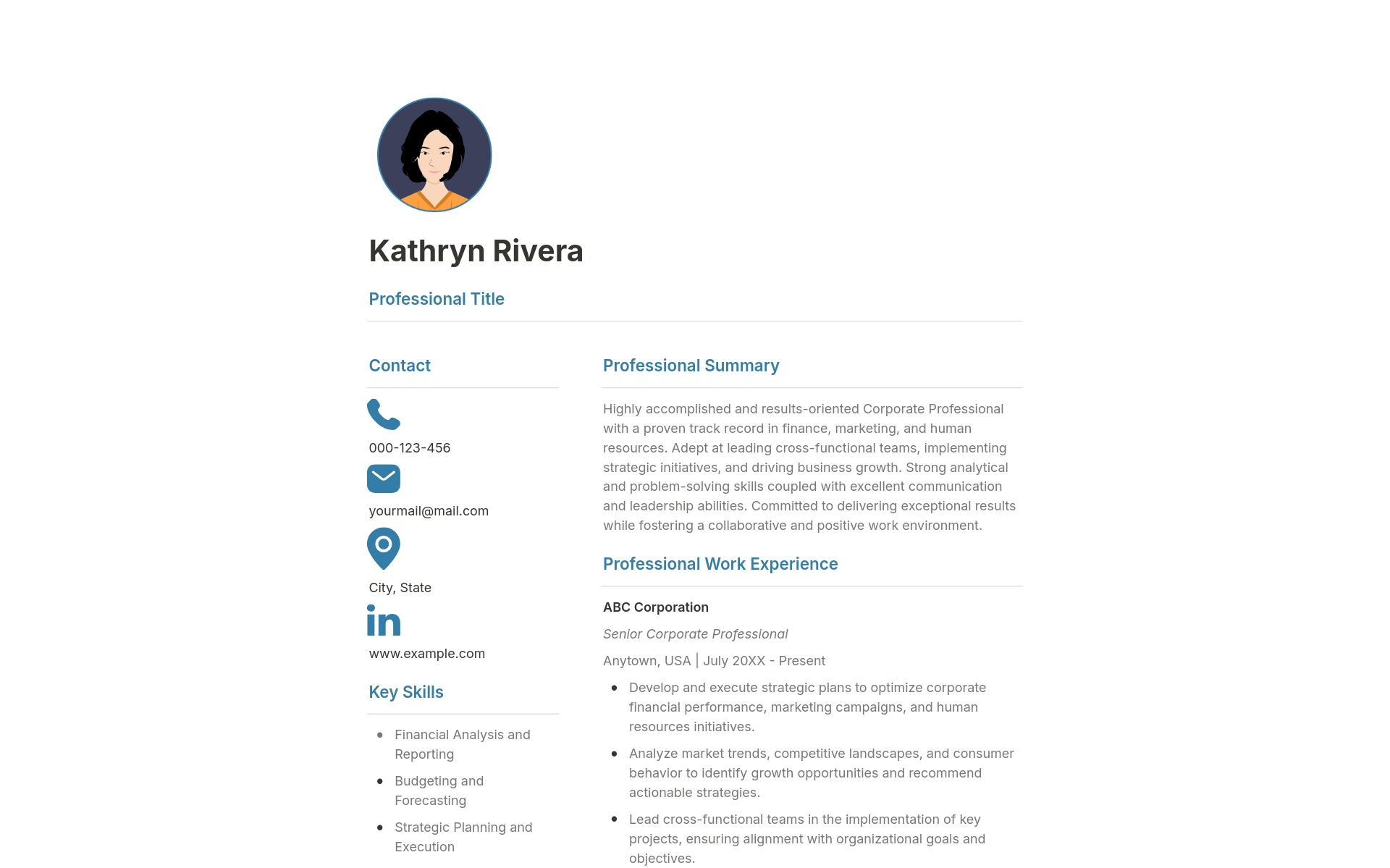 A template preview for Professional Resume + Cover Letter + References