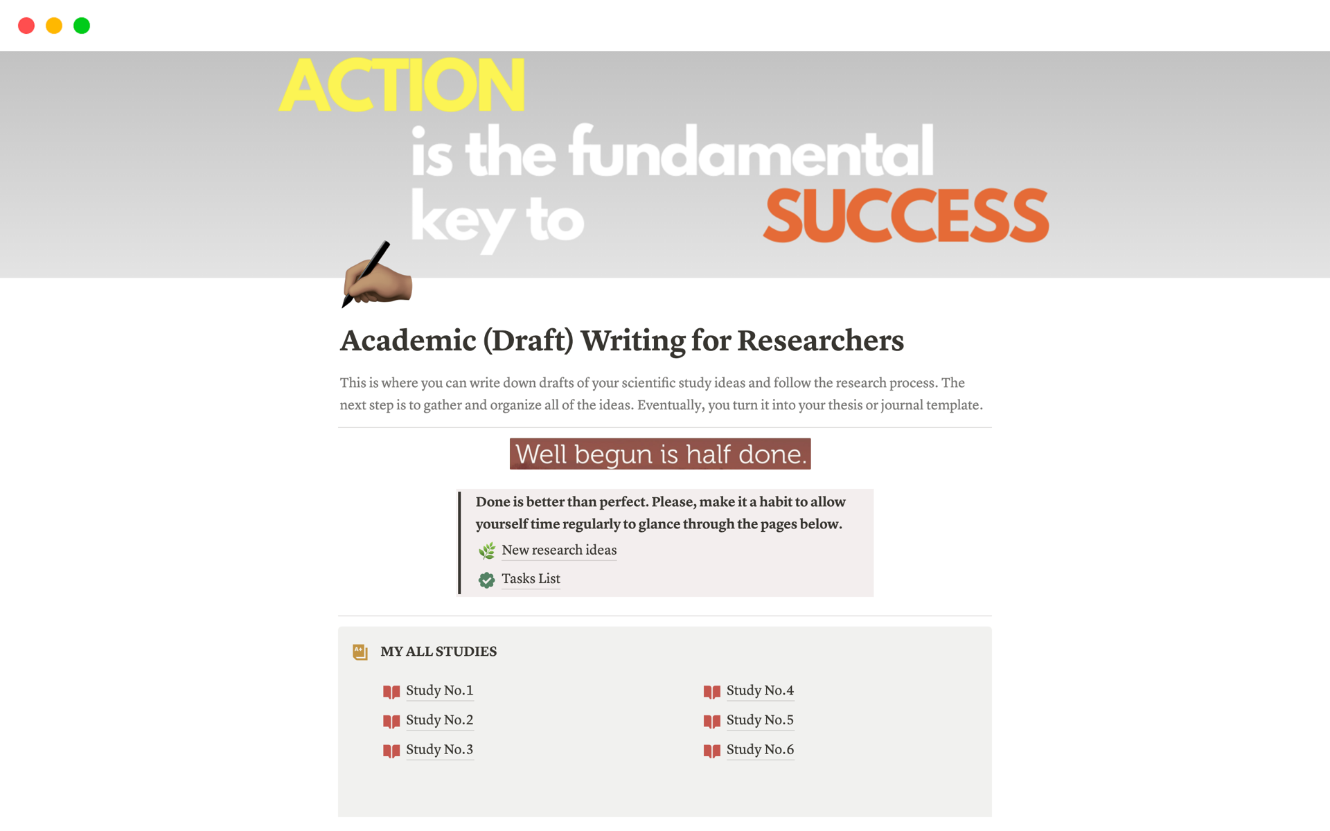 A template preview for Academic (Draft) Writing for Researchers
