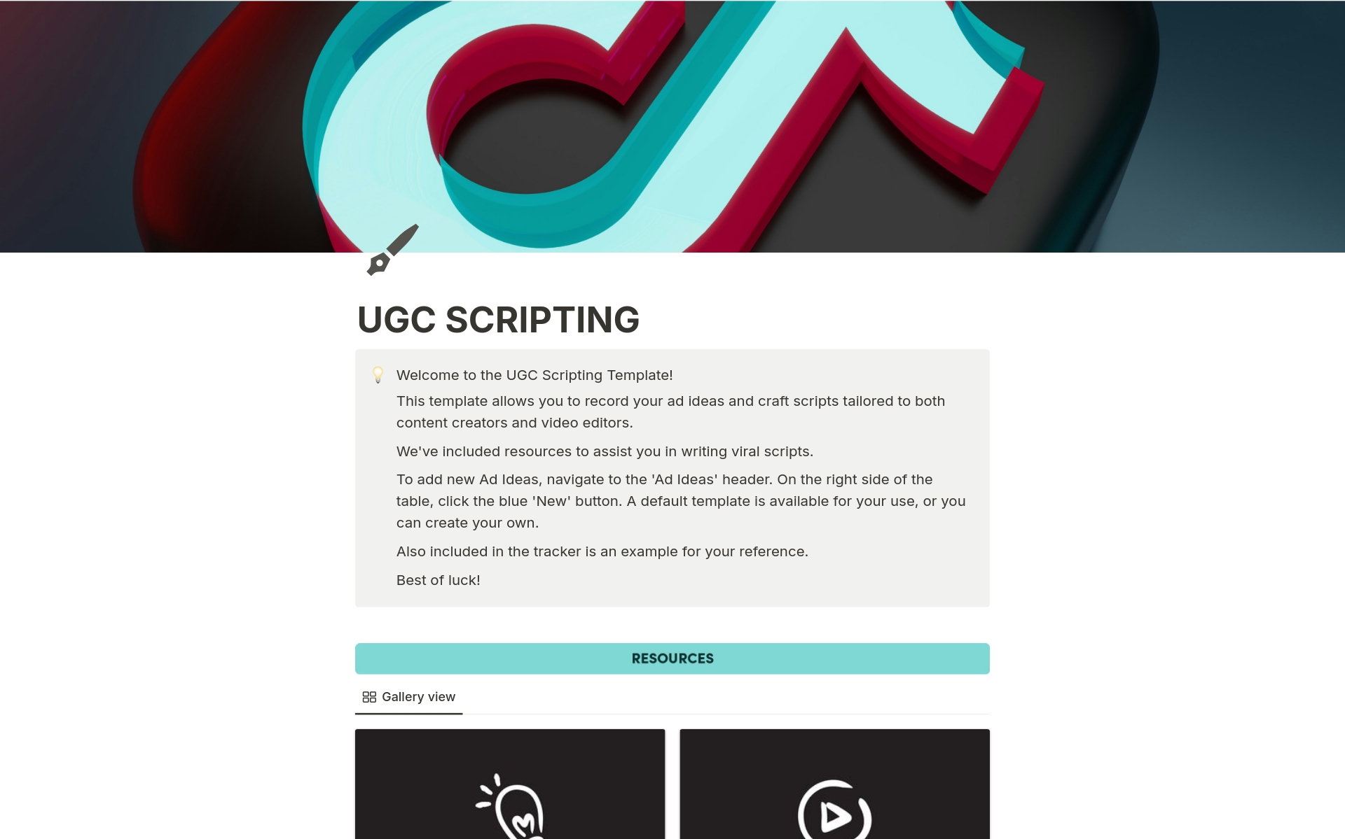 A template preview for UGC Scripting Tracker