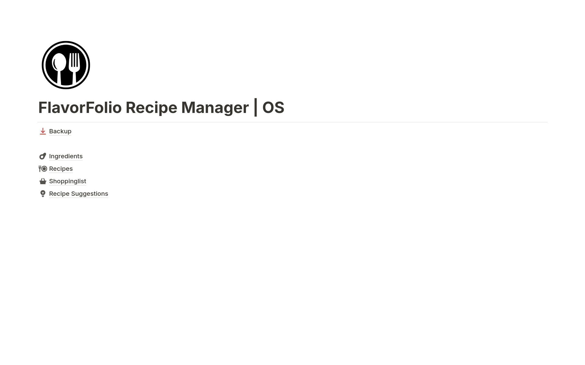 Aperçu du modèle de FlavorFolio Recipe Manager | OS