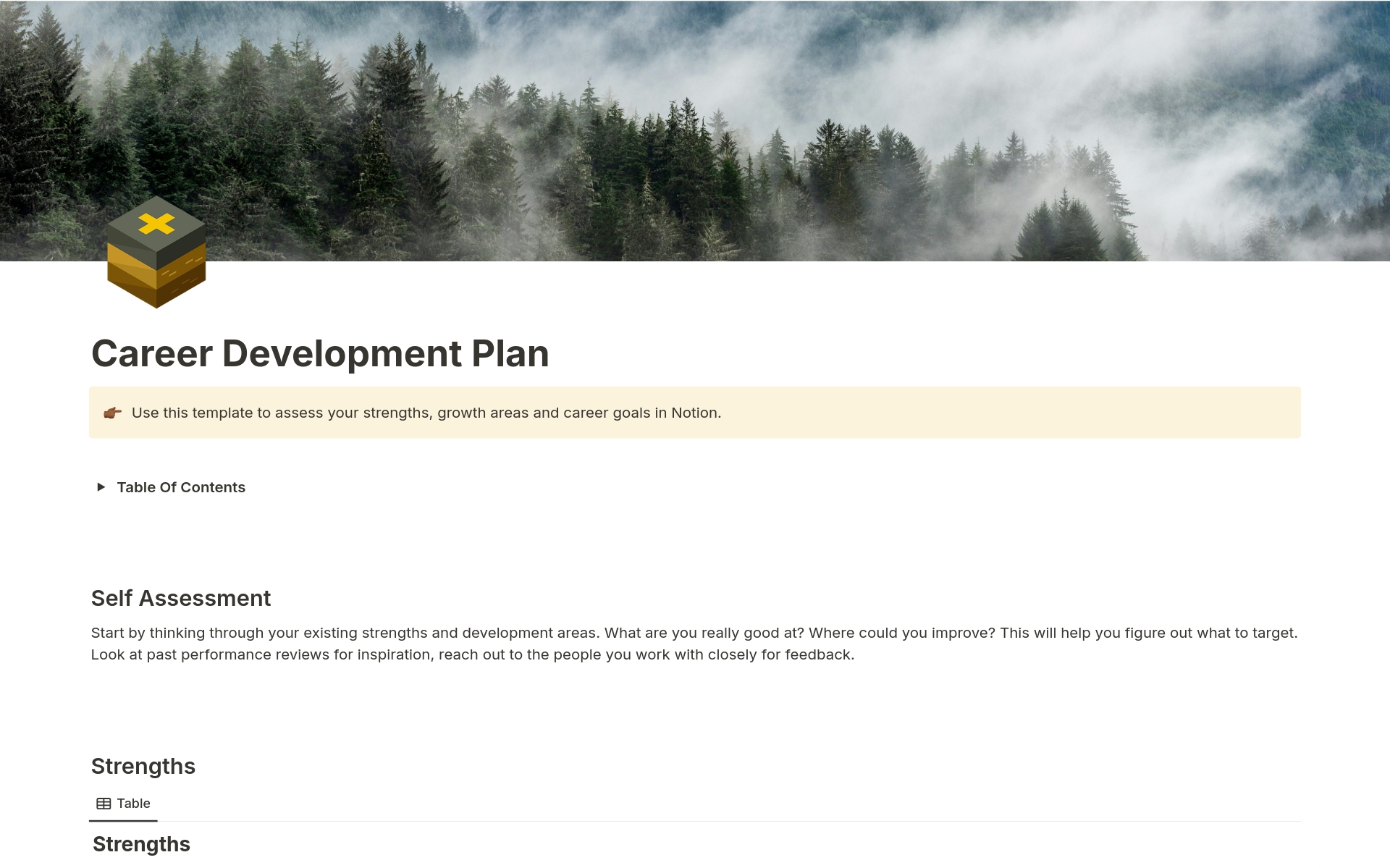 A template preview for Career Development Plan