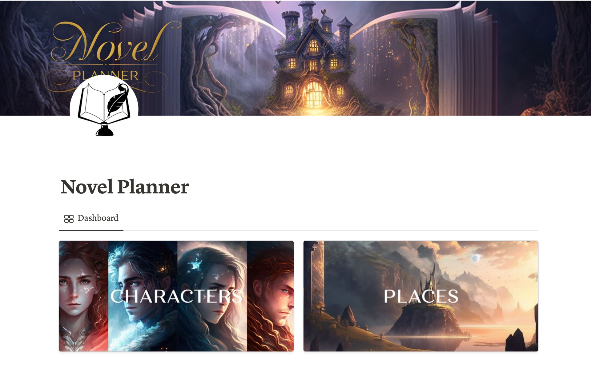 A template preview for Novel Planner
