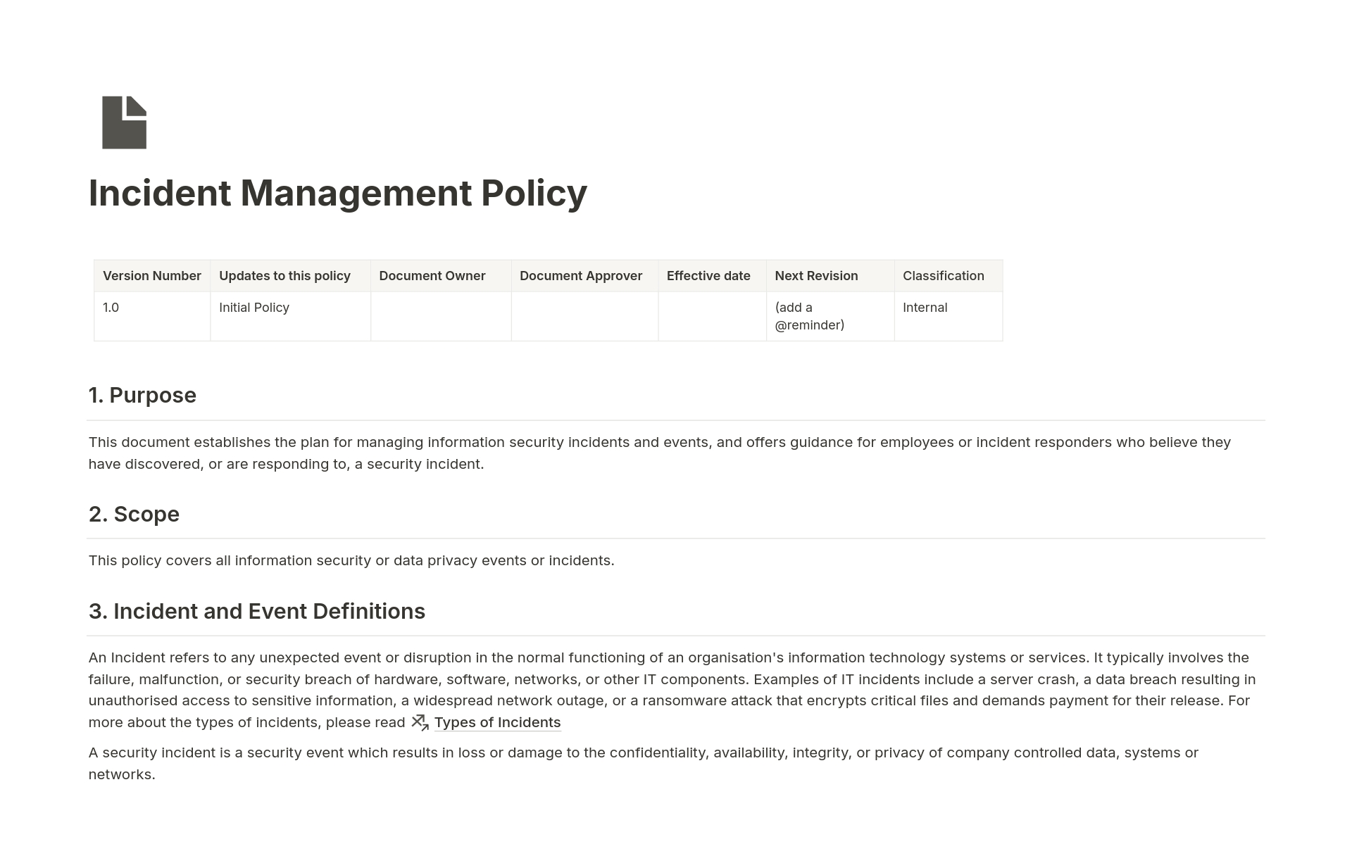 Streamline ISO27001 compliance towards Incident Management with our Notion template! Effortlessly manage incidents & empower staff with Apple Shortcut submission. Meet ISO controls & enhance security posture in one centralised hub. Revolutionise incident management today!