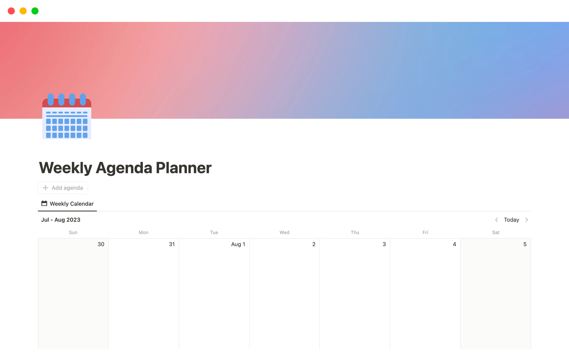 Weekly Agenda Planner님의 템플릿 미리보기