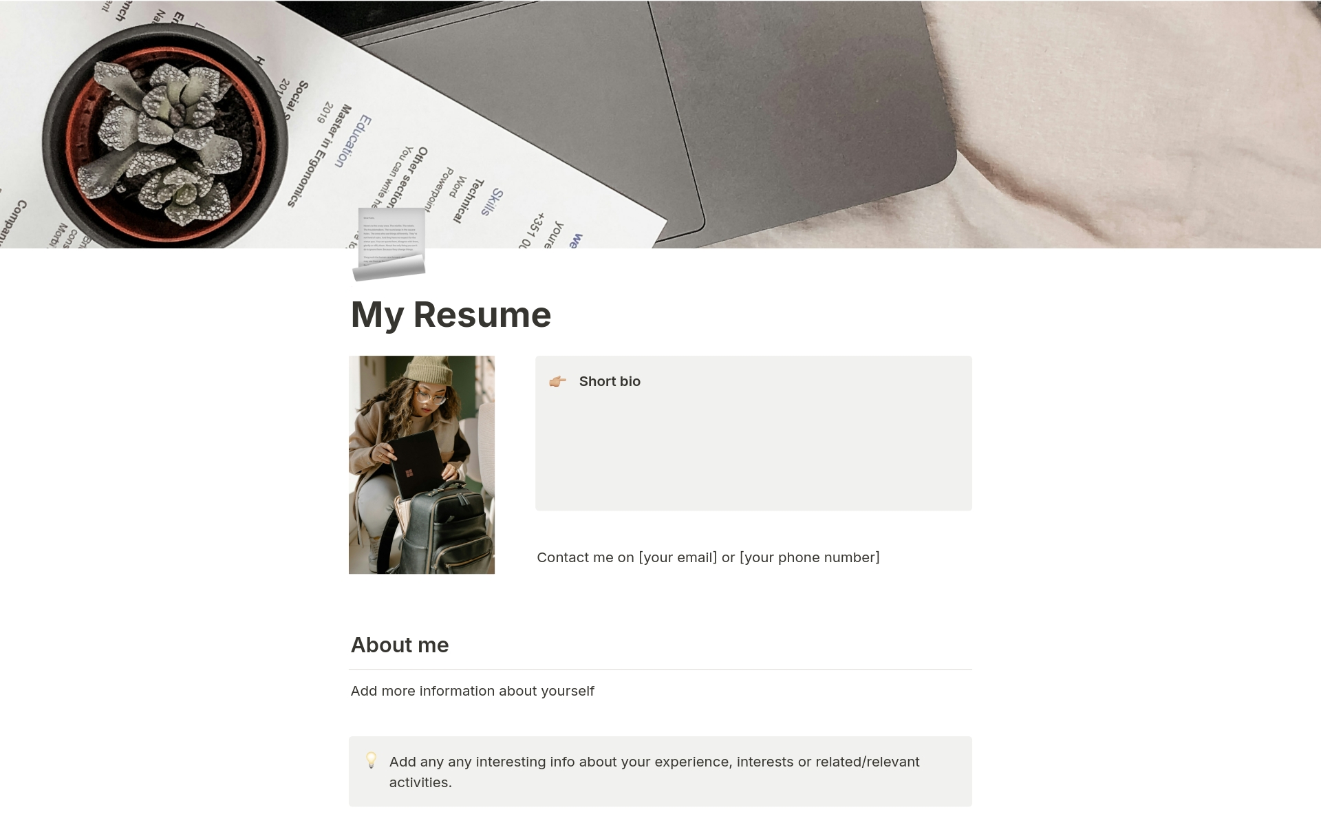 A template preview for Minimalistic & Dynamic Resume 