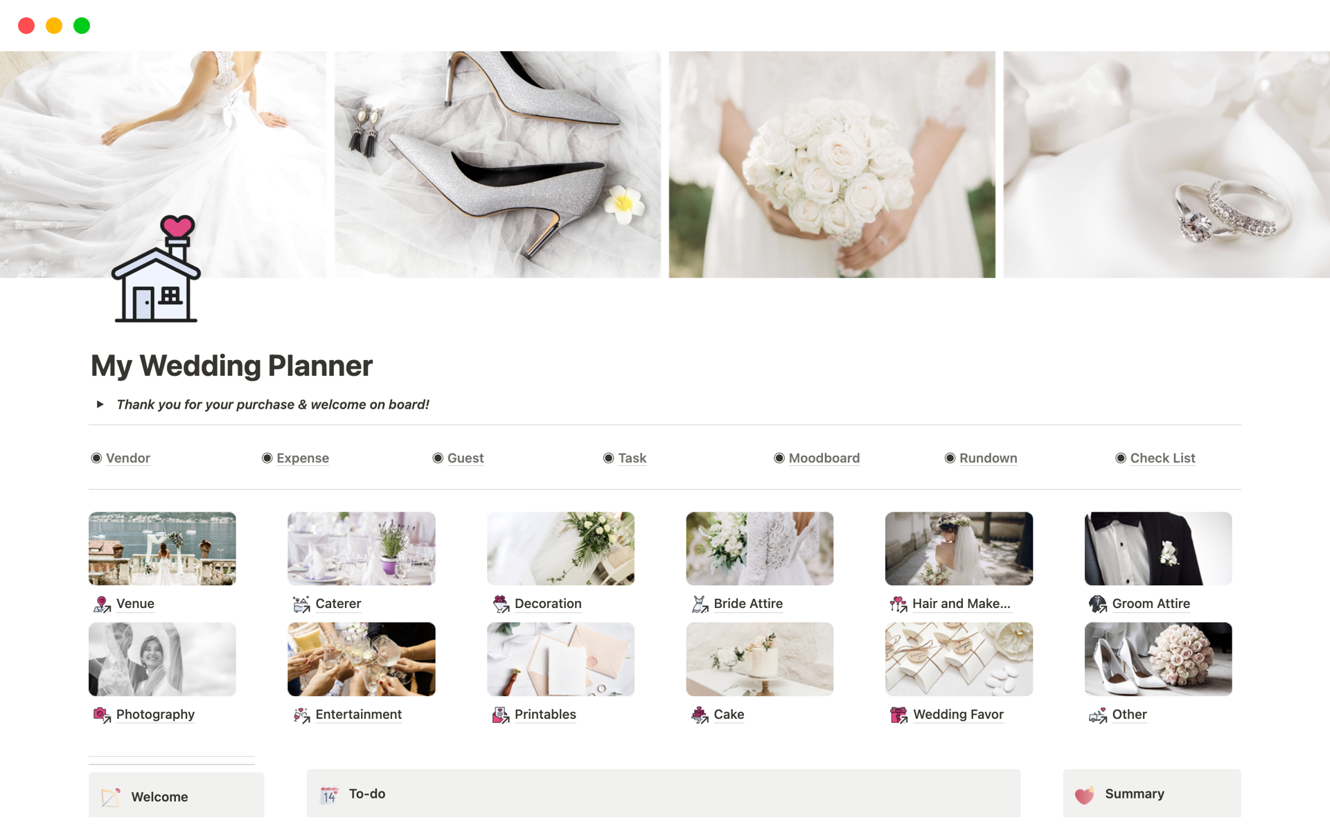 A template preview for My Wedding Planner