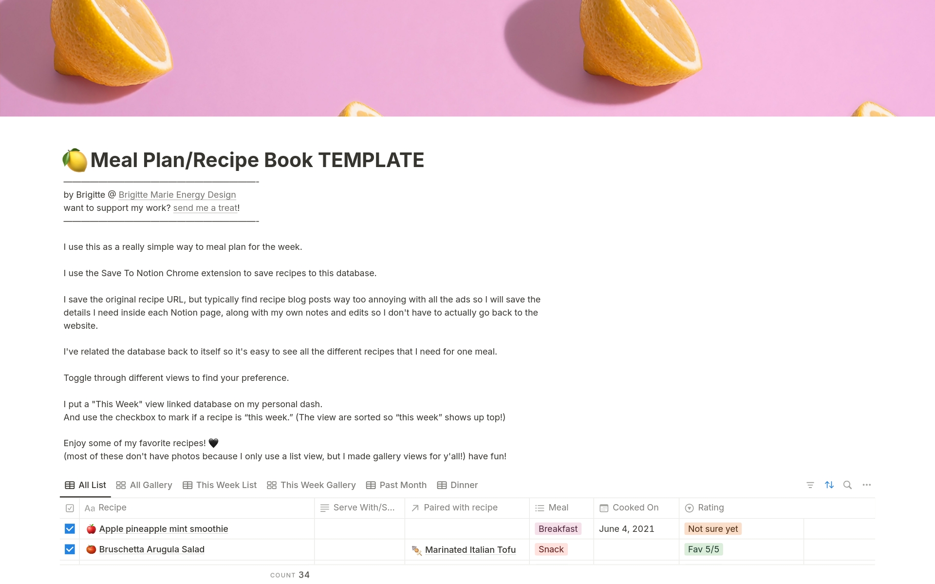 Meal Planner & Recipe Book Notion Template
