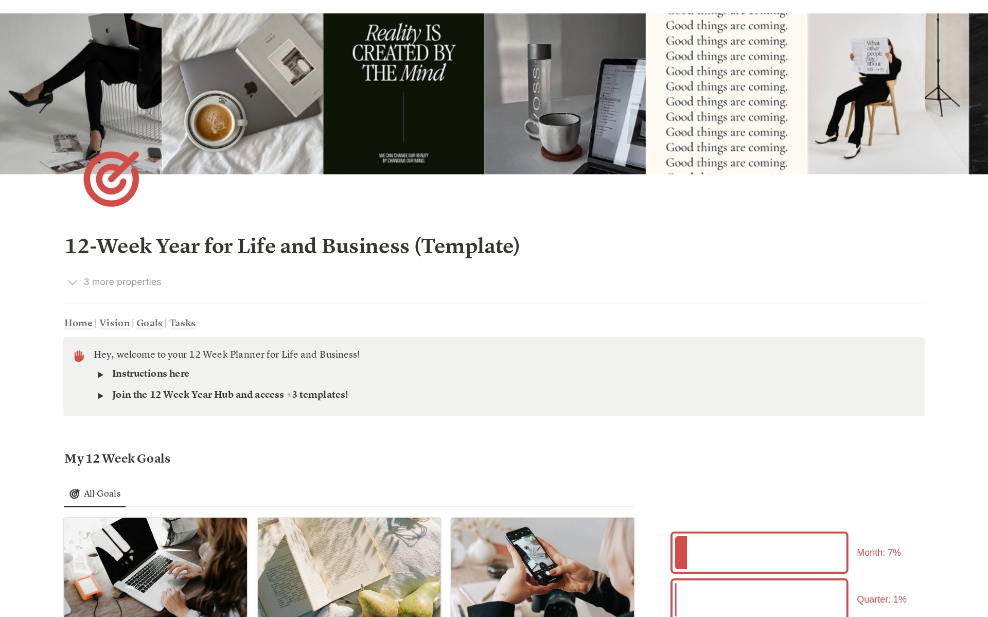 A template preview for 12 Week Year for Life and Business  Buy 1 get 3 