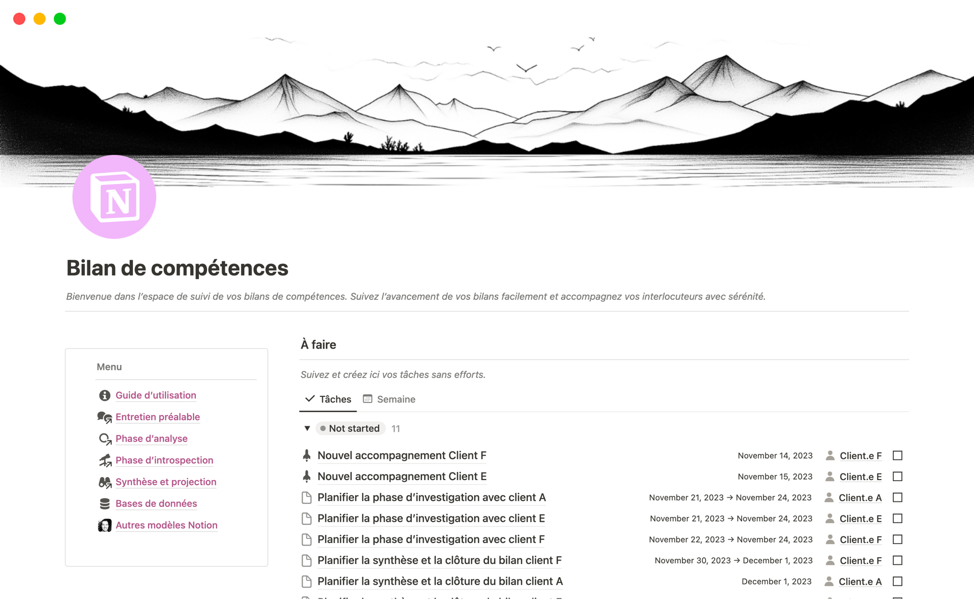 Bilan de compétences | Modèle créé par Julien Lesourd | Marketplace Notion