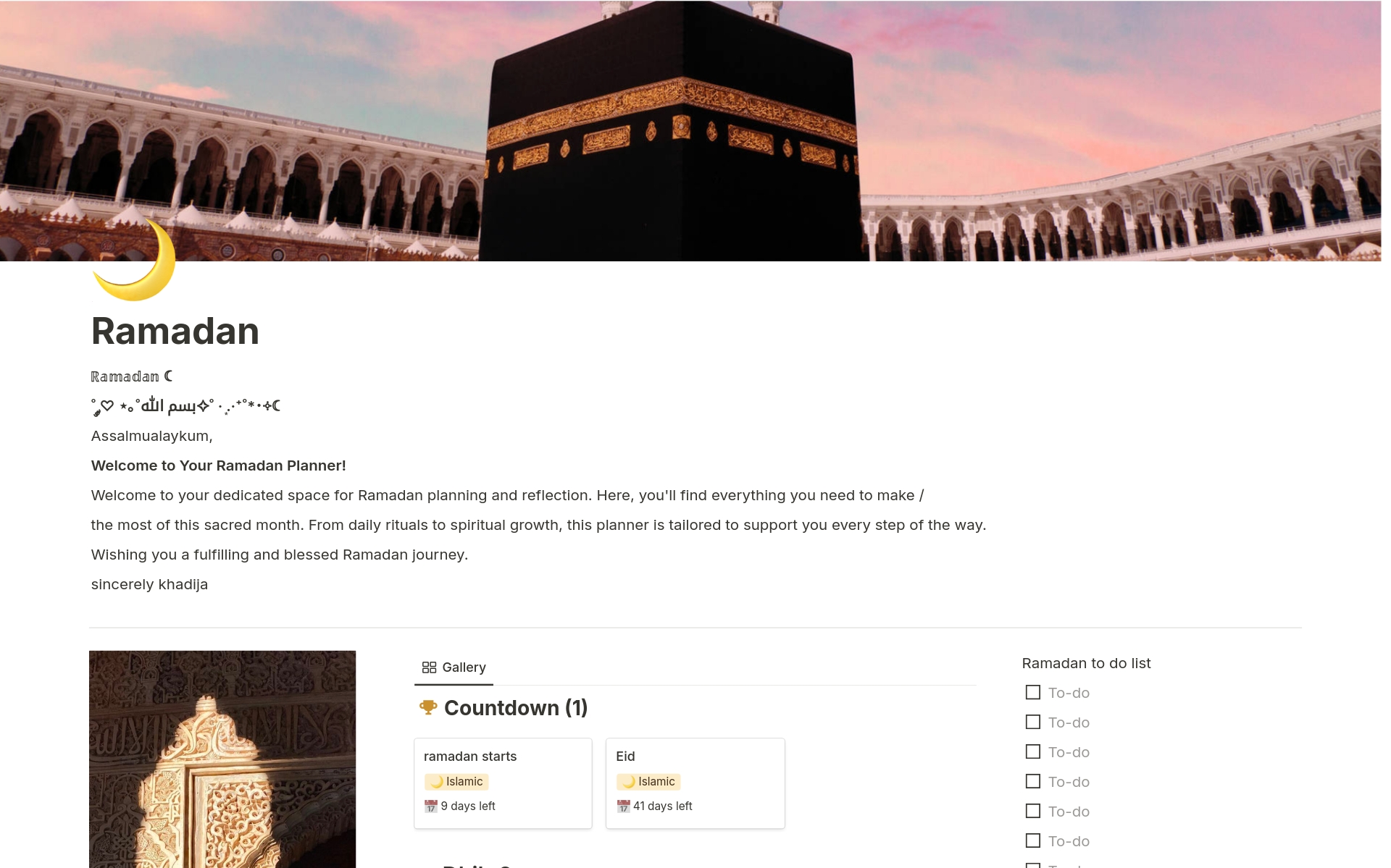 A template preview for Ramadan Planner 