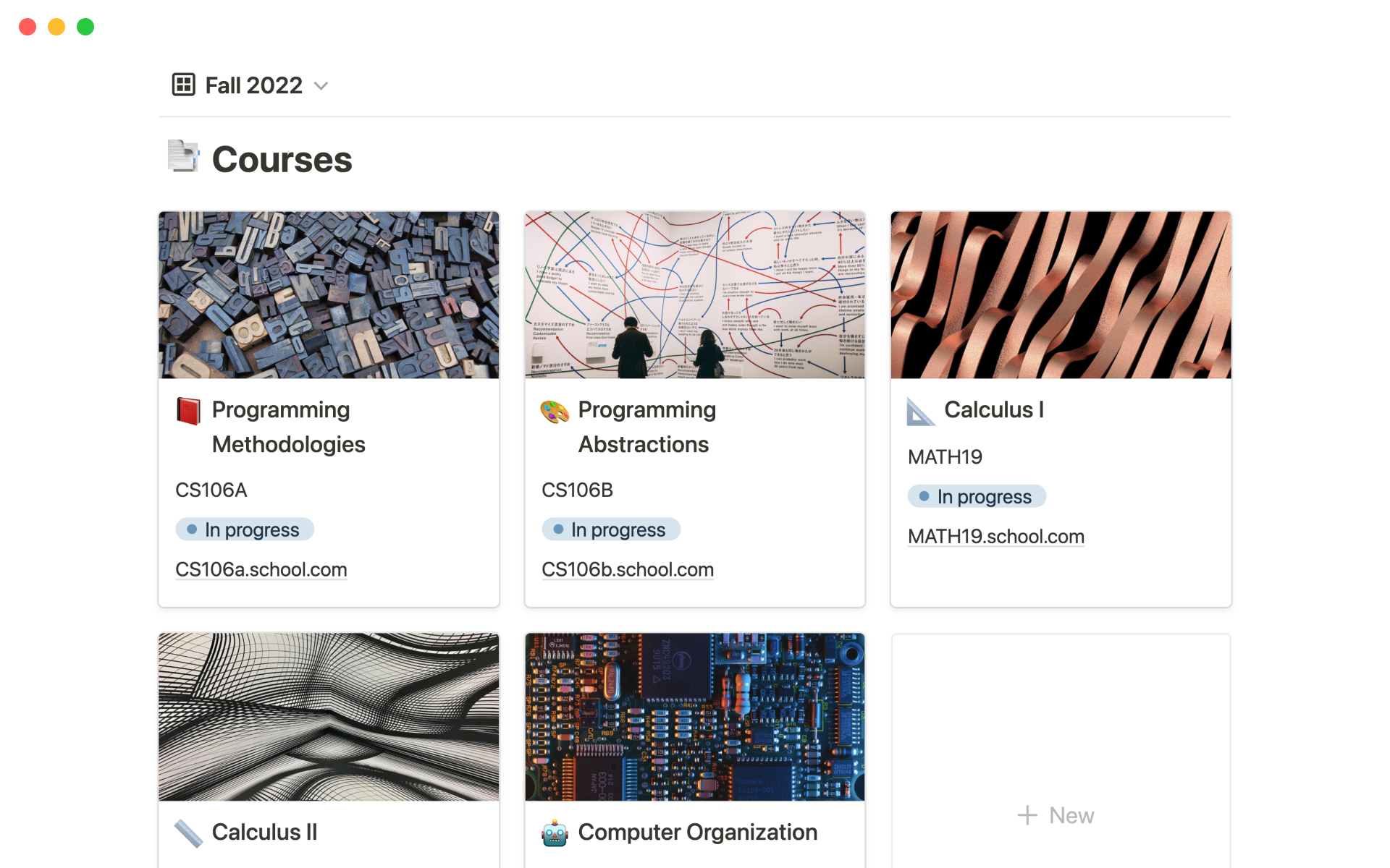 Organize your academic life by using this template as your dashboard for all things CS-related.