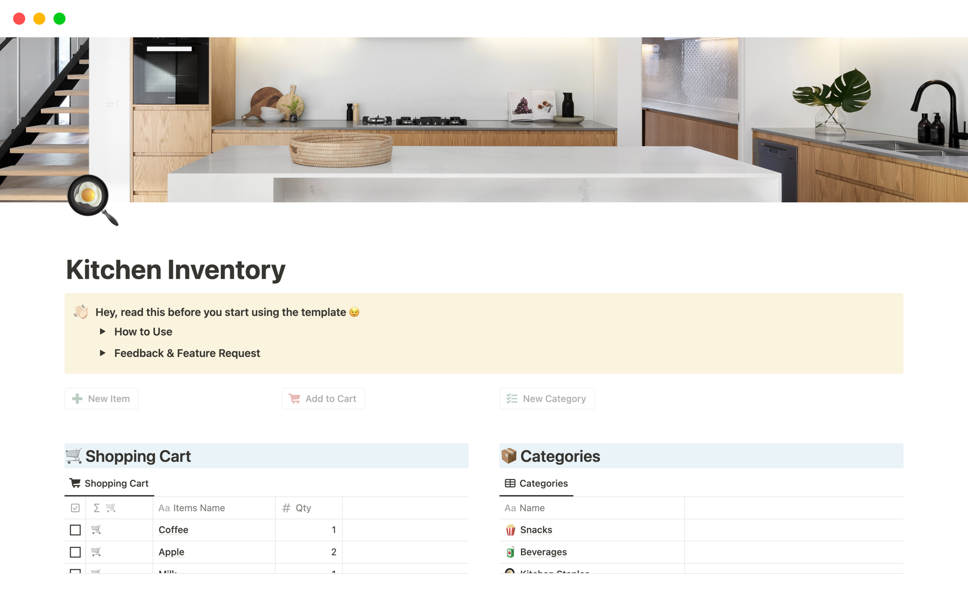 Kitchen Inventory by Yap Teck Loong Notion Template