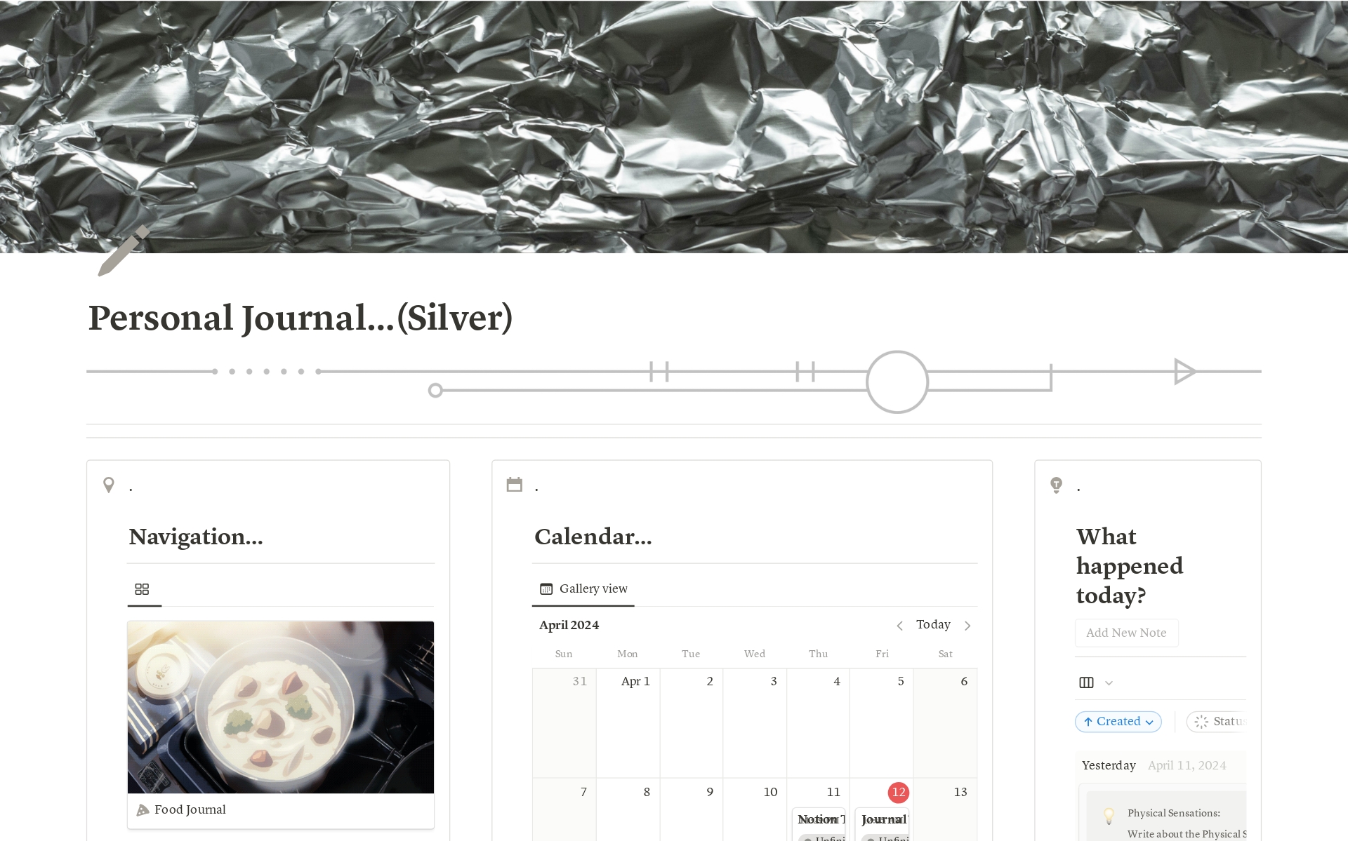 Super Aesthetic Silver Journal Template by Unochu  Notion Marketplace