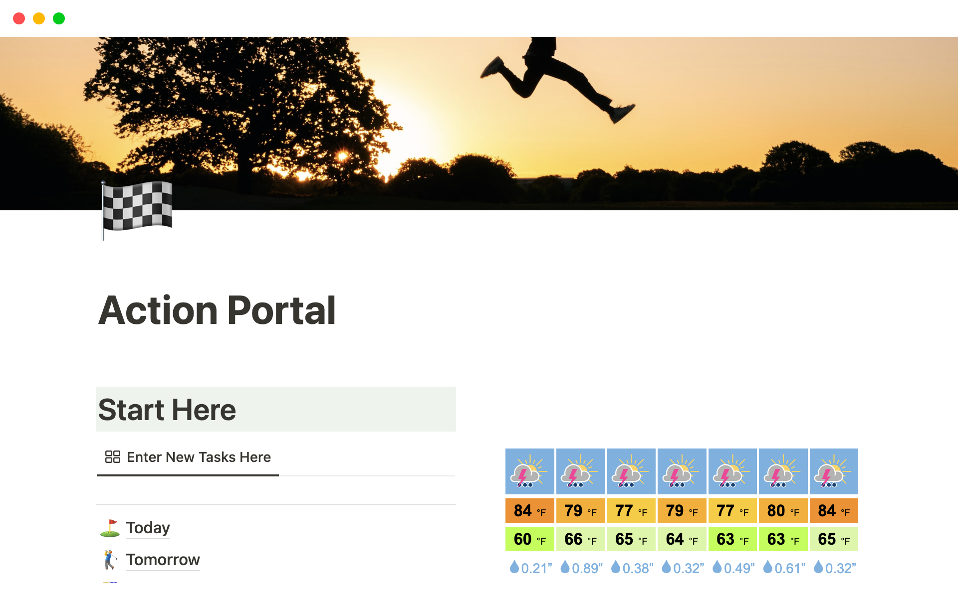 A template preview for Action Portal: A Task List Manager