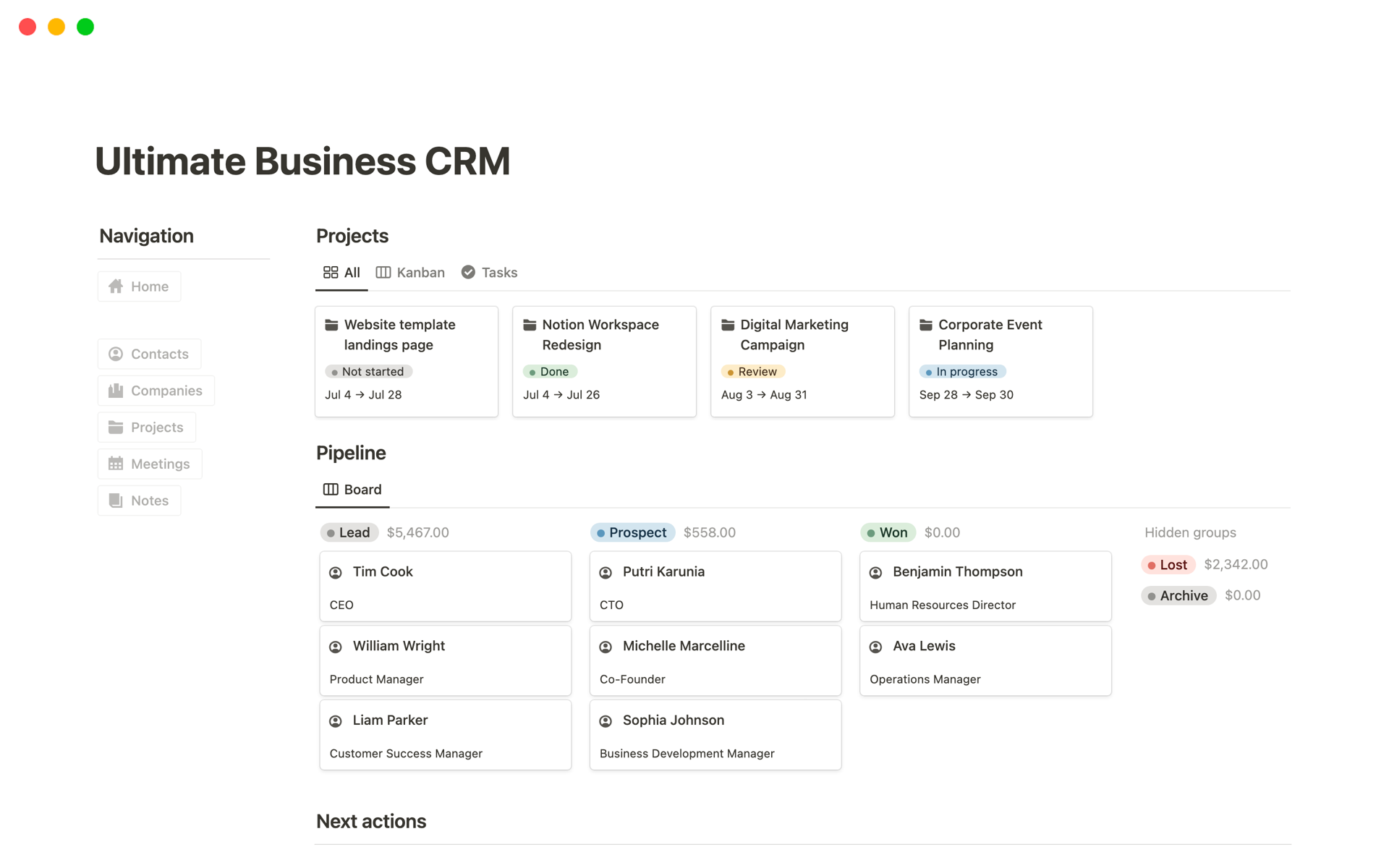 A template preview for Ultimate Business CRM