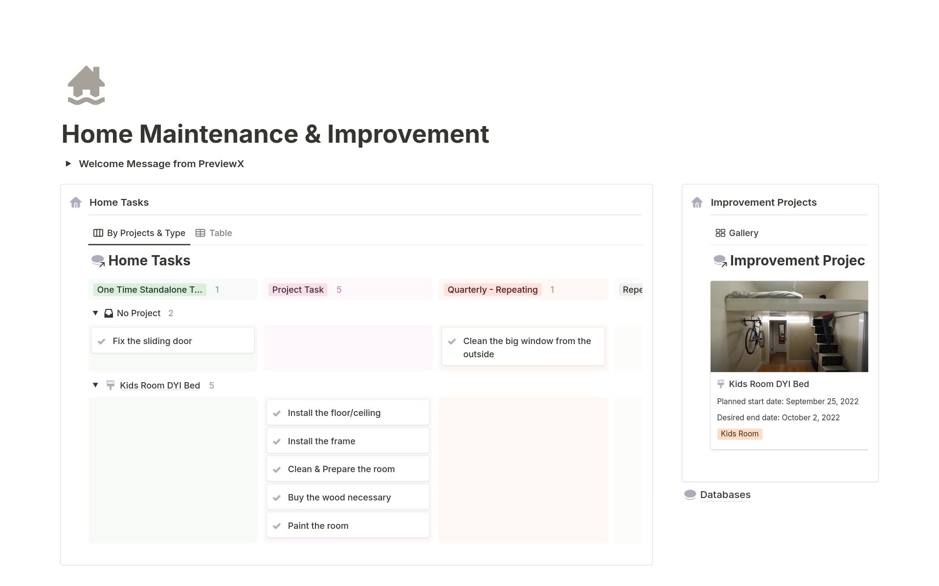 A template preview for Home Maintenance & Improvement