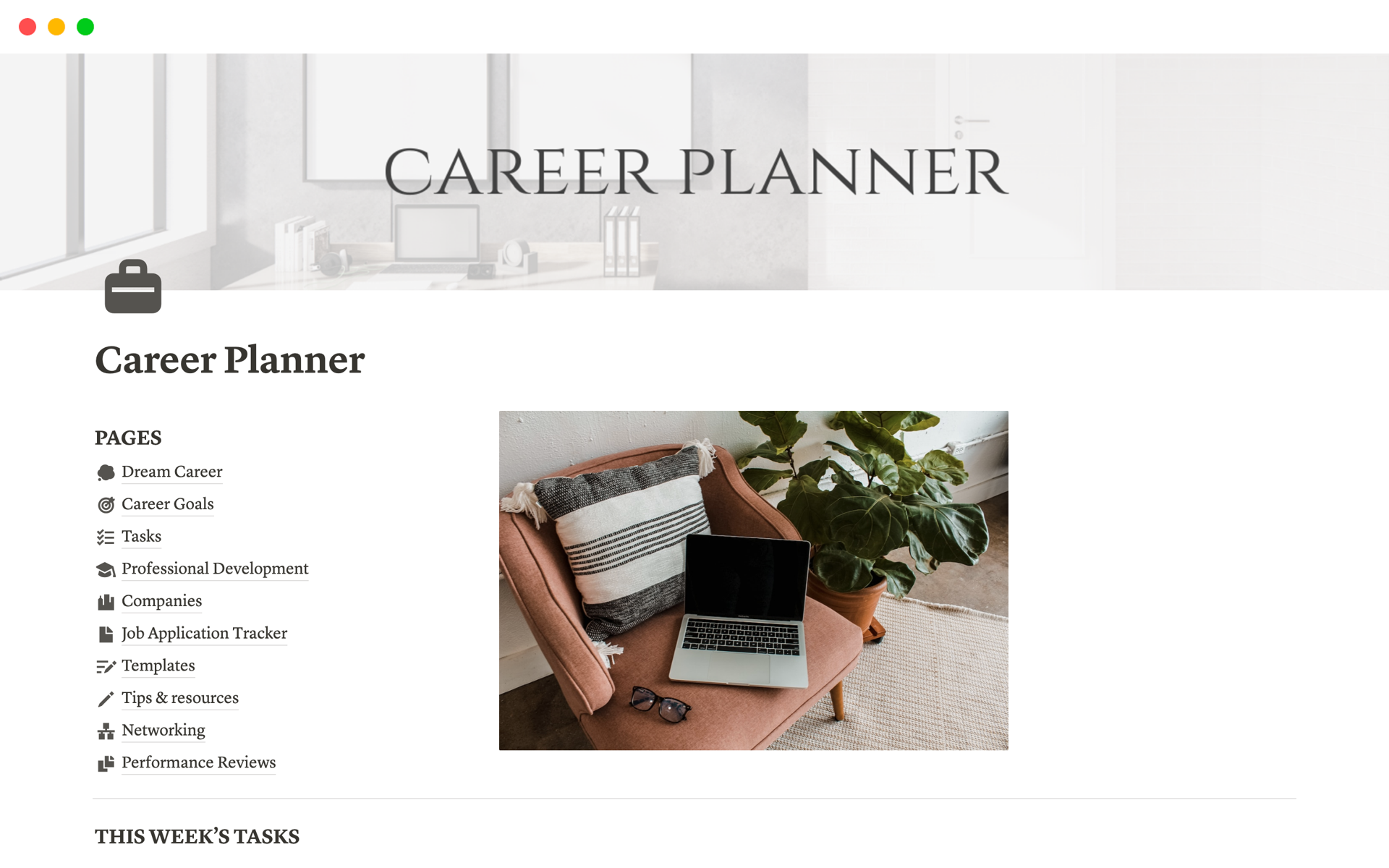 A template preview for Career Planner