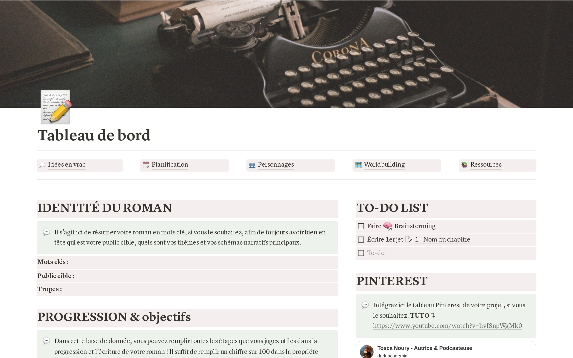 A template preview for Le Carnet d’écriture de roman