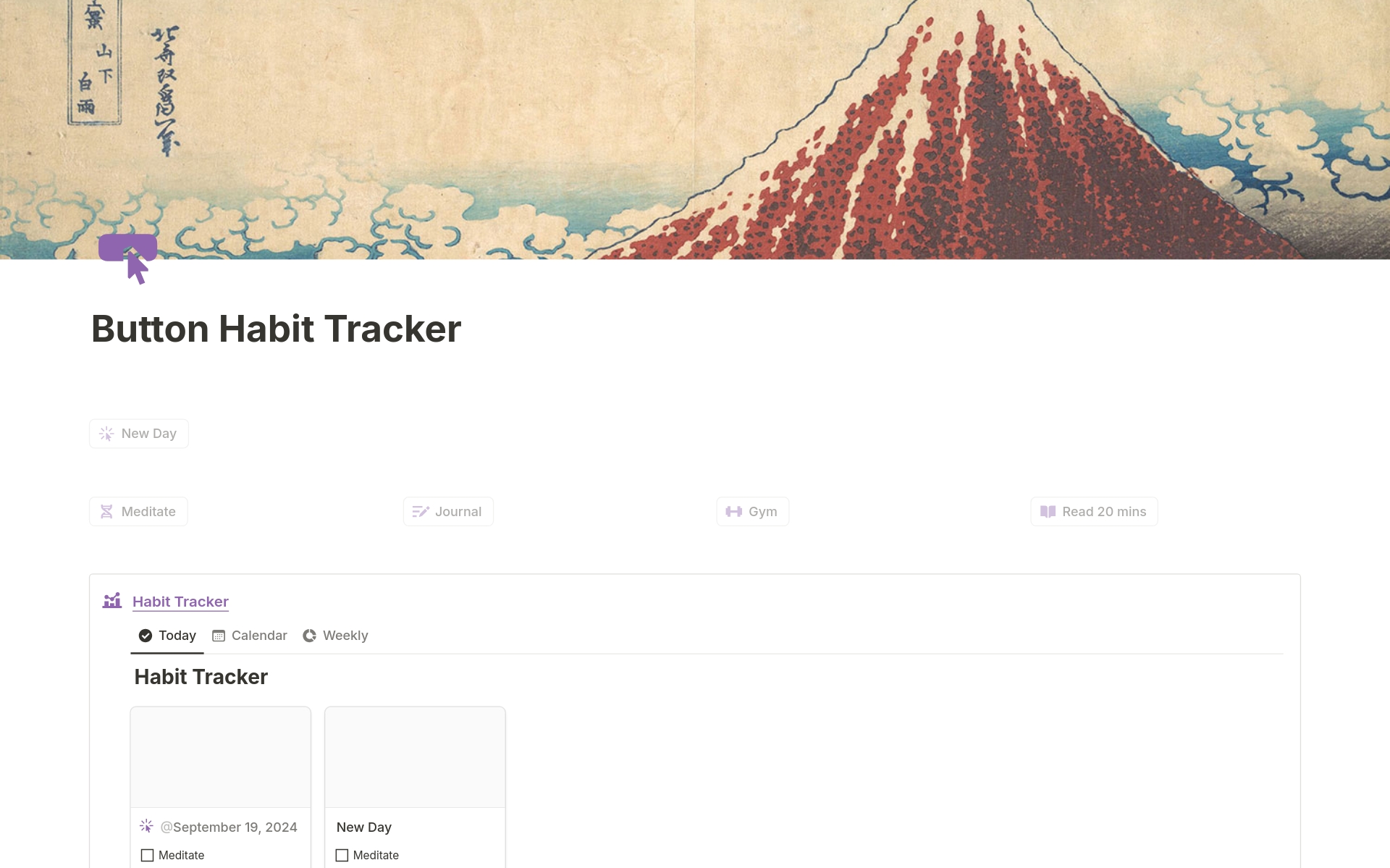 Button Habit Tracker Notion Template