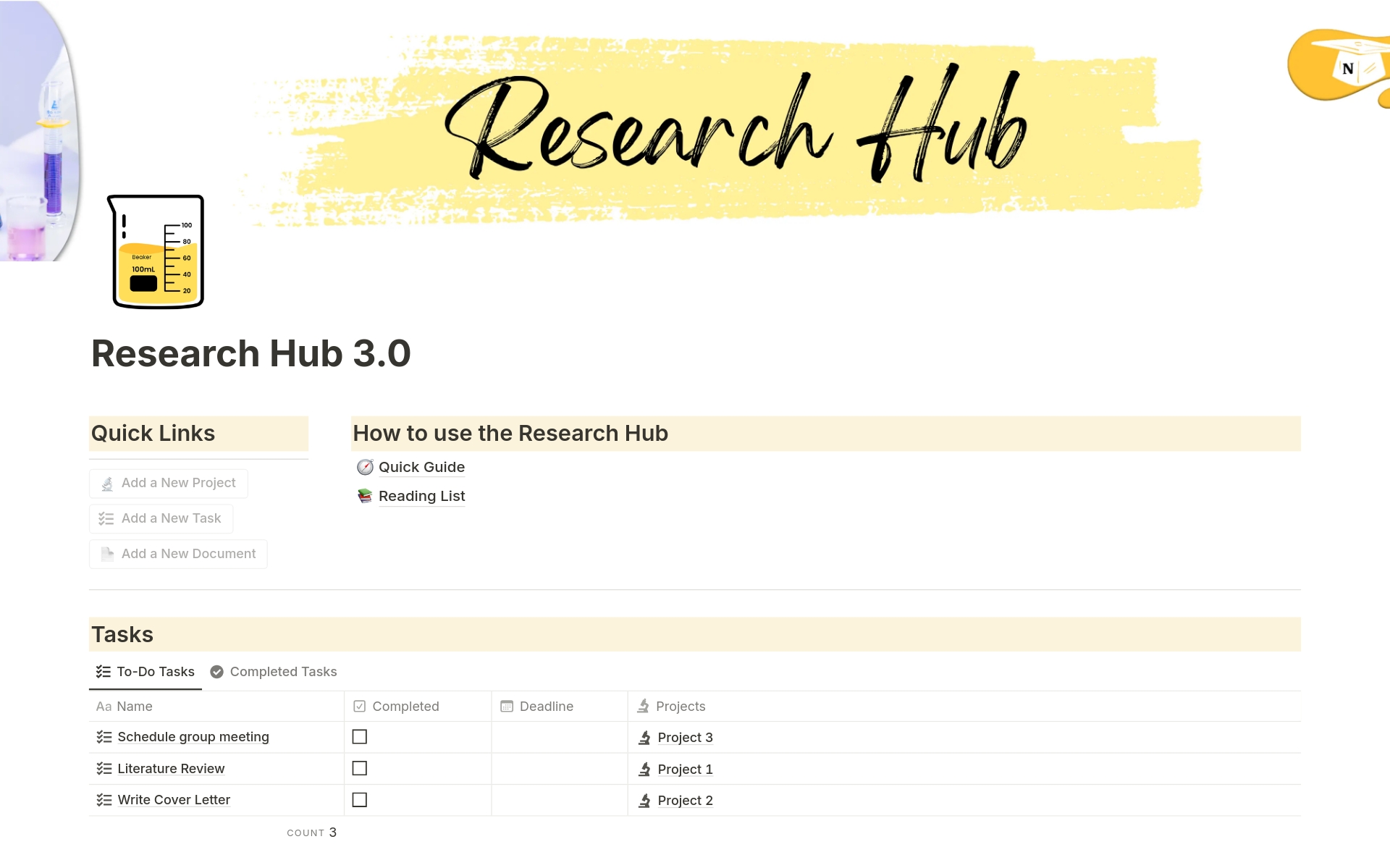 A template preview for Research Hub