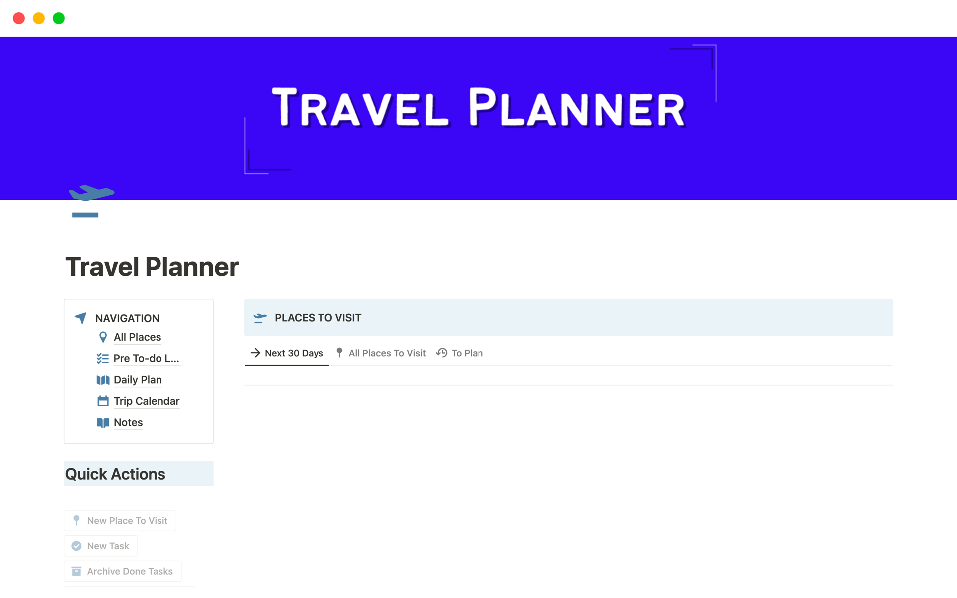 Travel Planner Notion Template