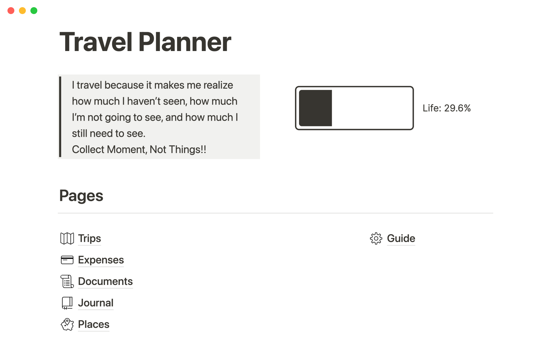 Turn your travel bucket list into a bulletproof action plan and manage all your adventures in one place.