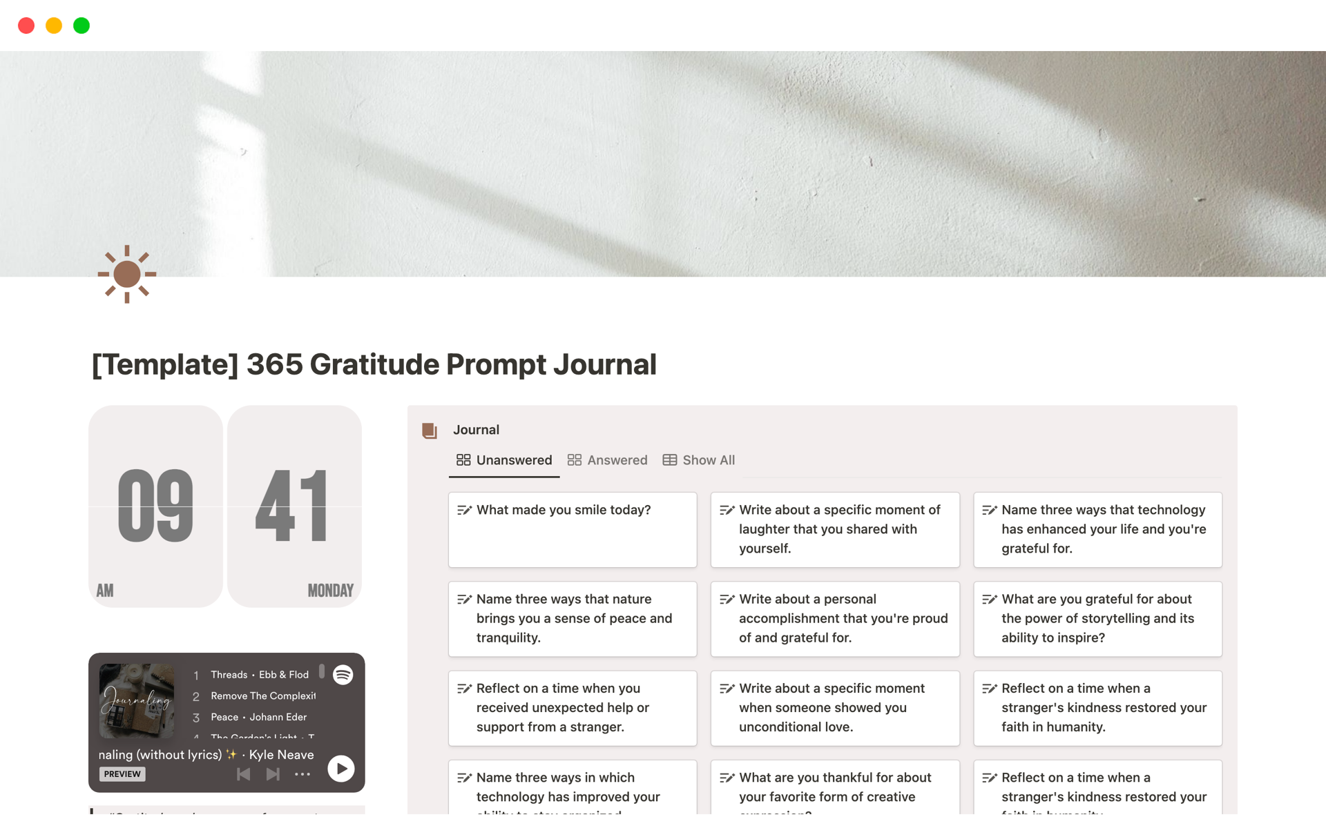 A template preview for 365 Gratitude Prompt Journal