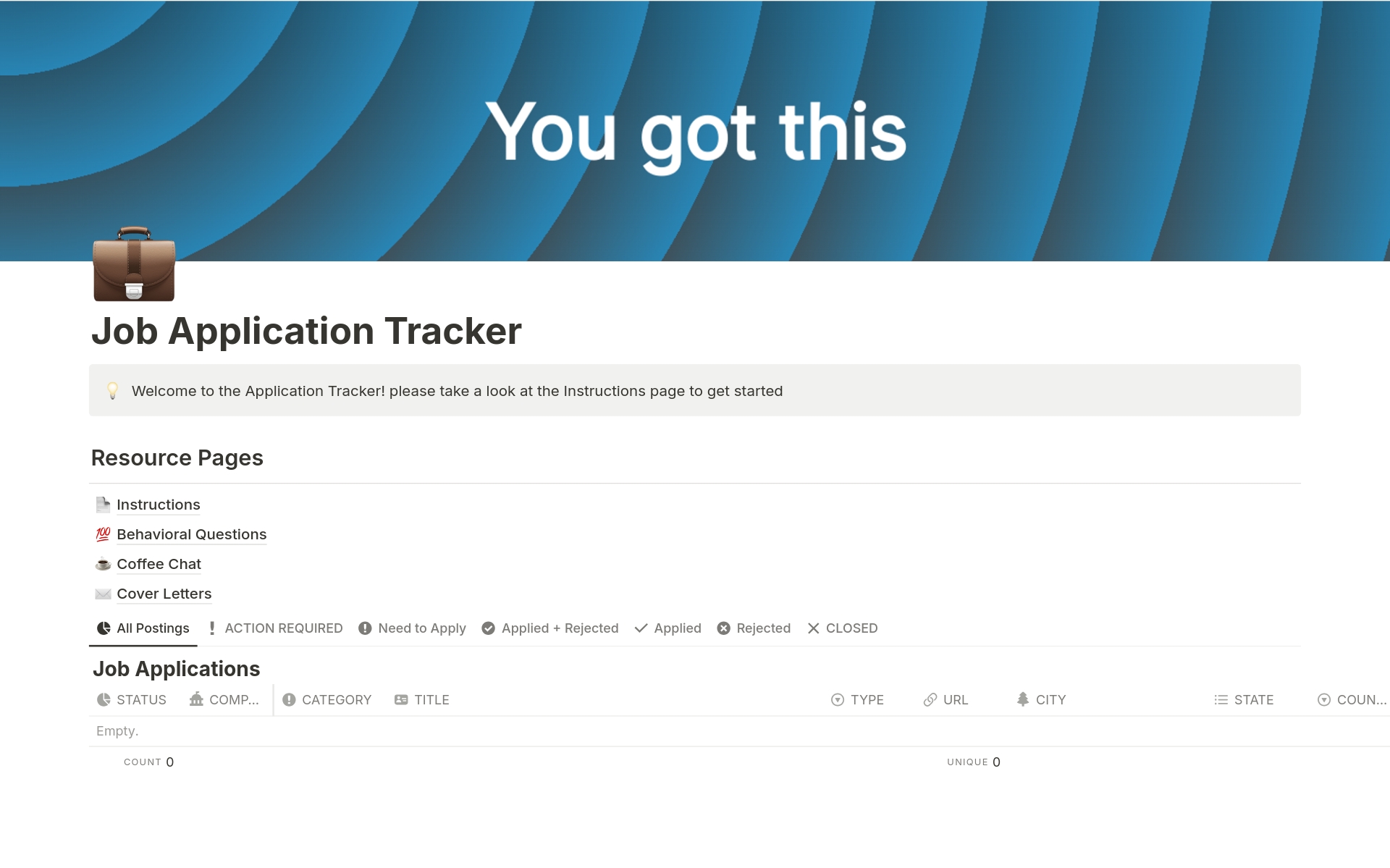 A template preview for Job Application Tracker with Visualizer Program