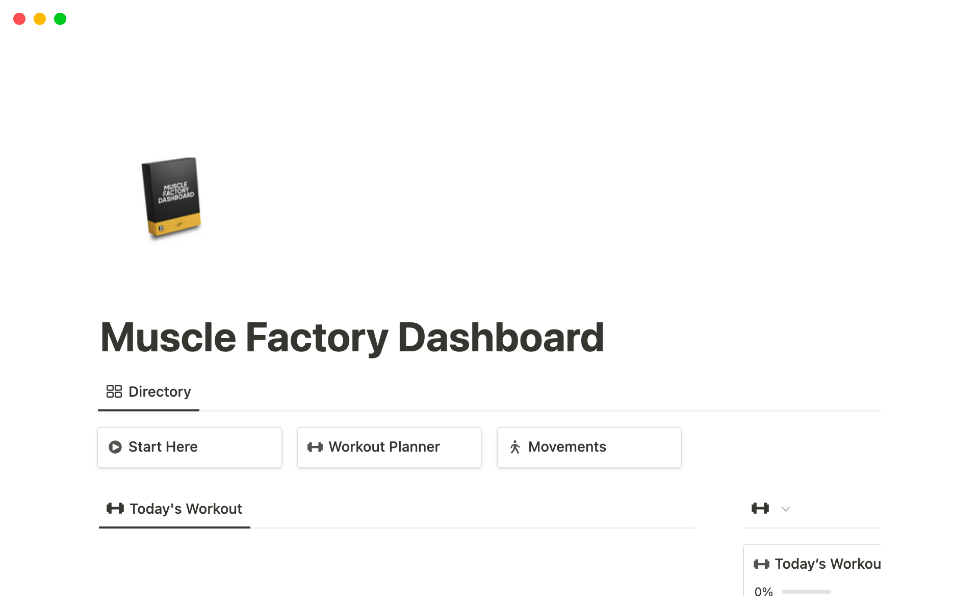A template preview for Muscle Factory Dashboard - Fitness & Workout Planner