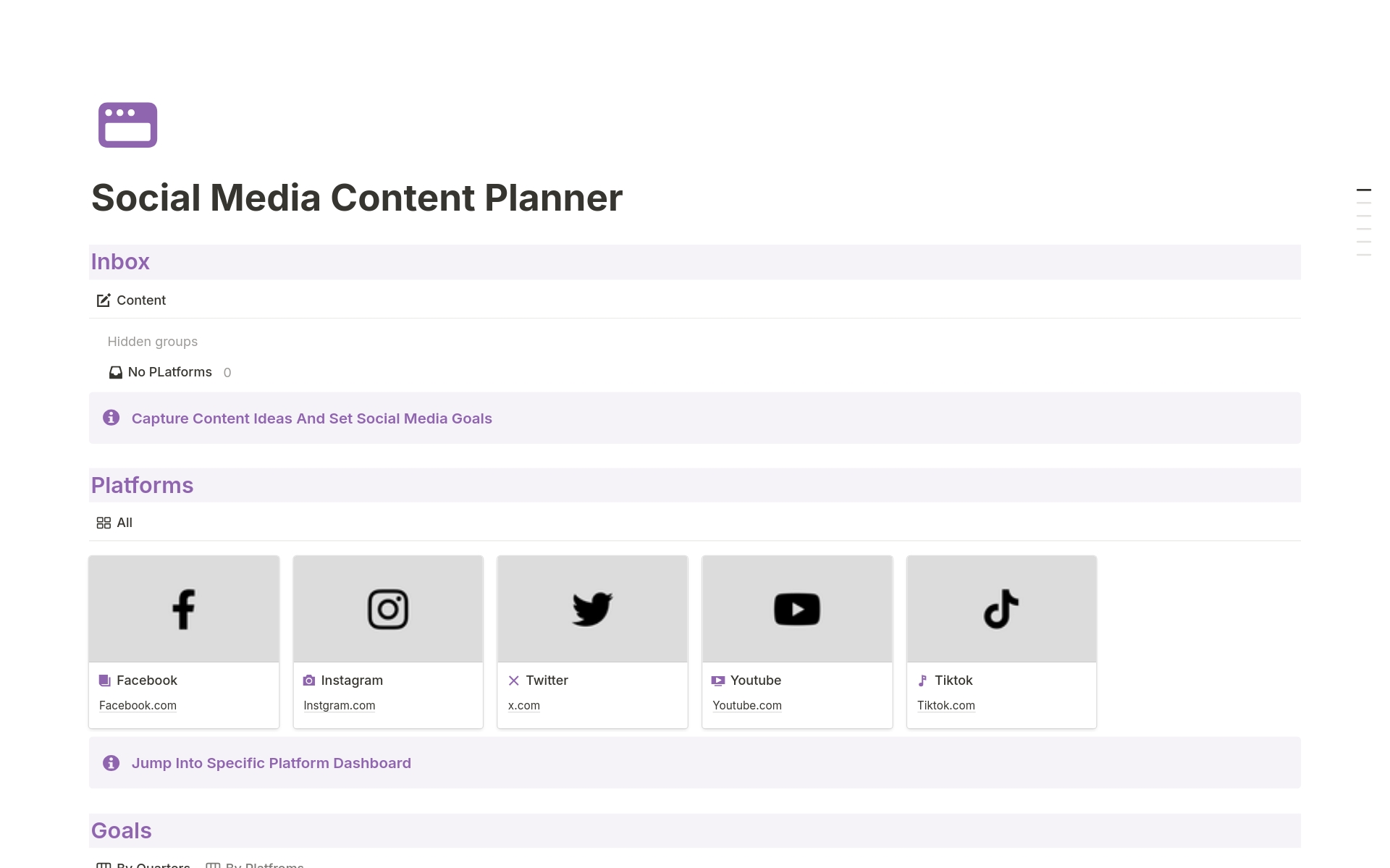 Social Media Content Planner by Noteway Notion Template