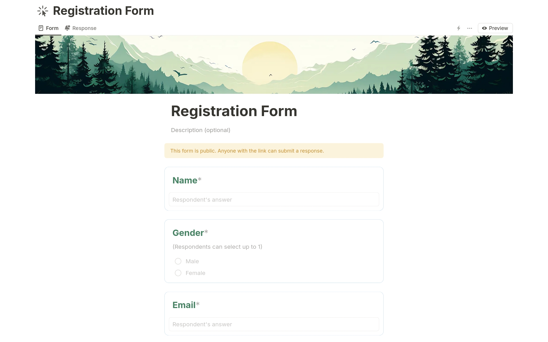 Registration Form Template | Notion Marketplace