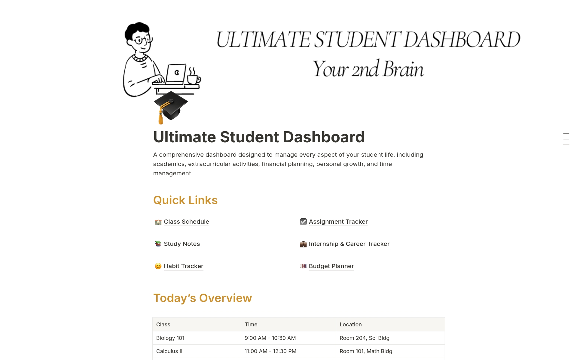 go template assignment A template preview for Ultimate Student Dashboard