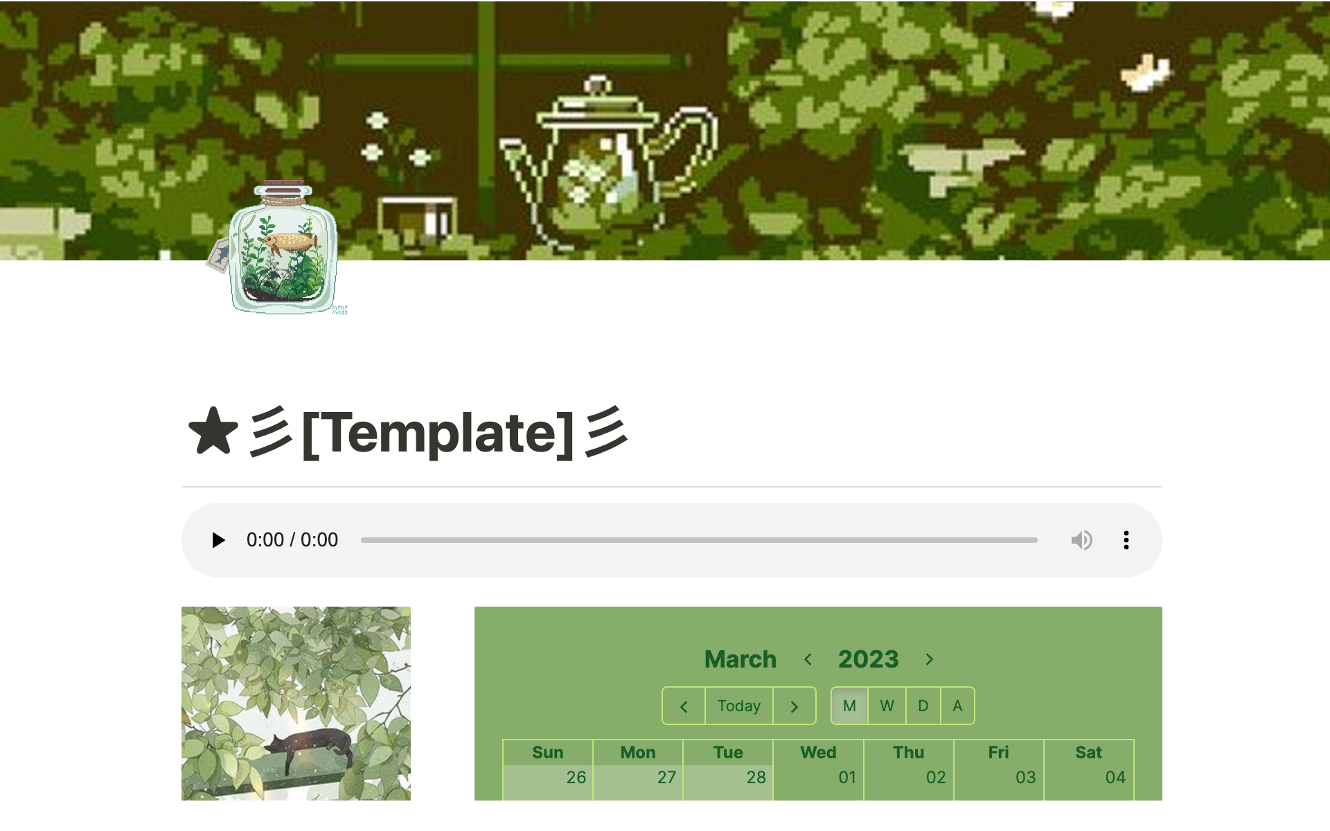 A template preview for Cozy Lofi Forest Planner