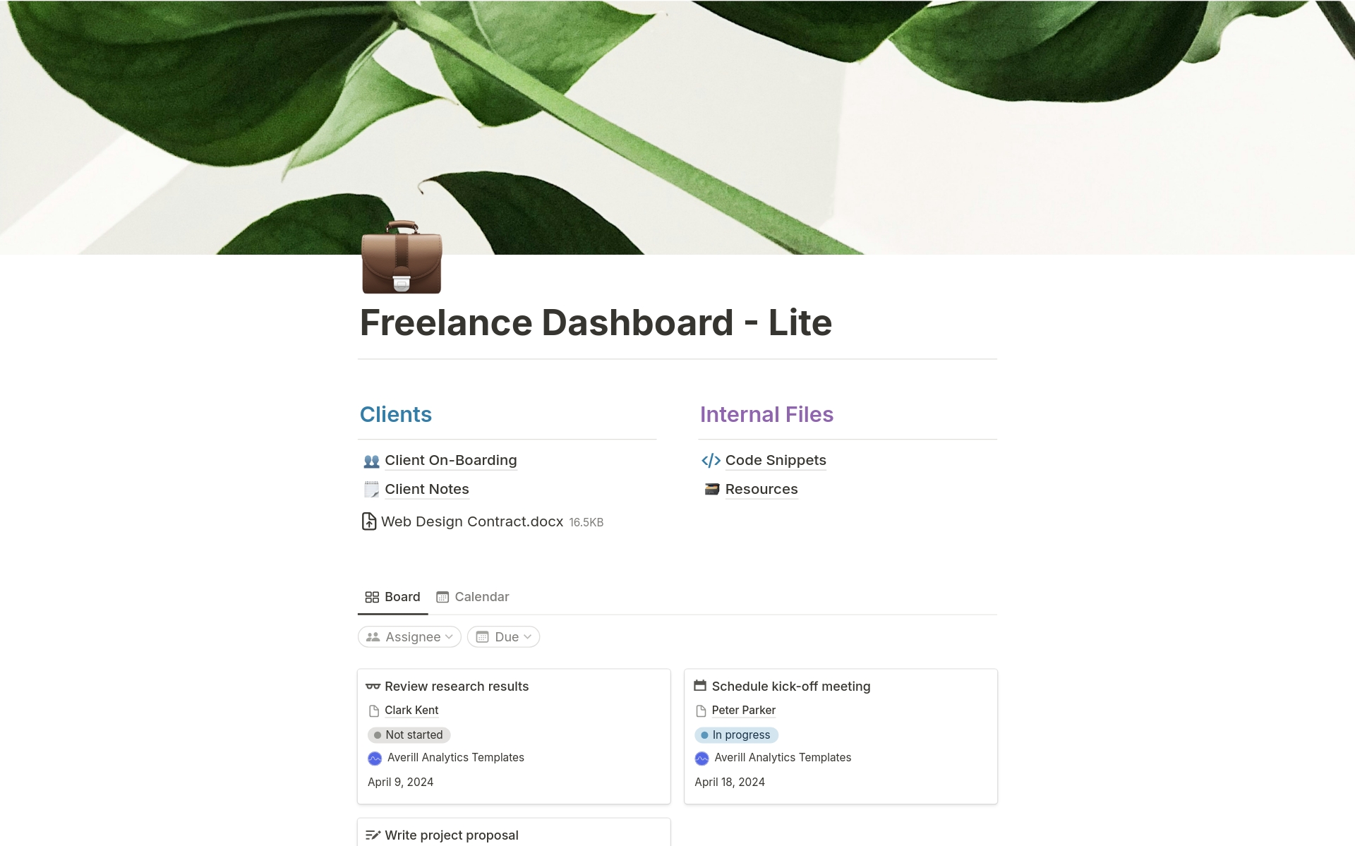 A template preview for Freelance Dashboard - Lite