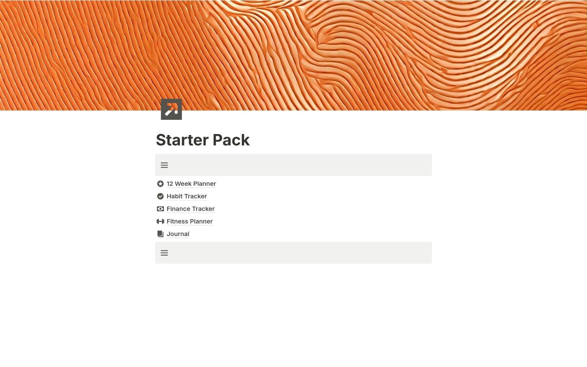En förhandsgranskning av mallen för Starter Pack