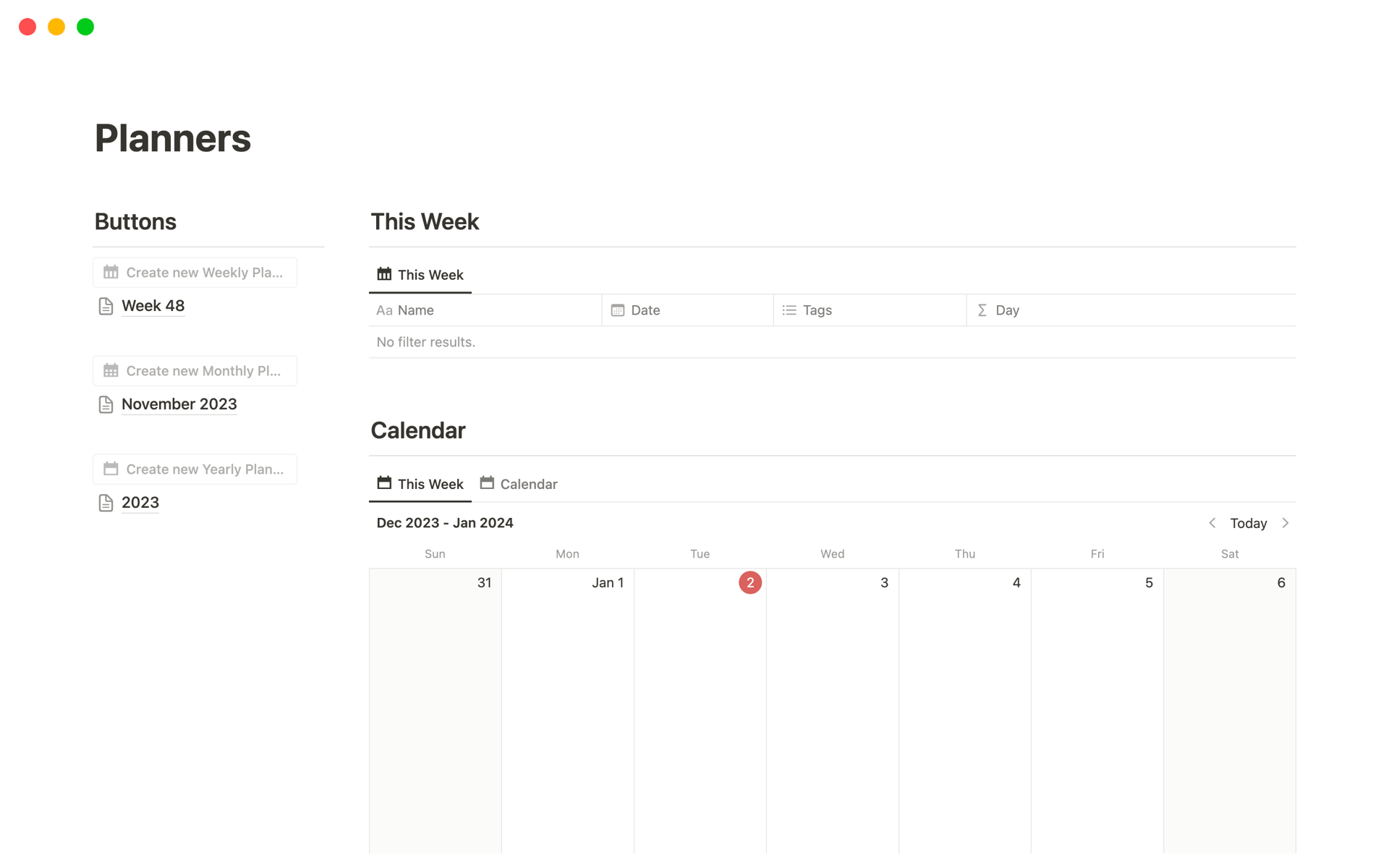 Eine Vorlagenvorschau für Daily, Weekly, Monthly and Yearly Planners