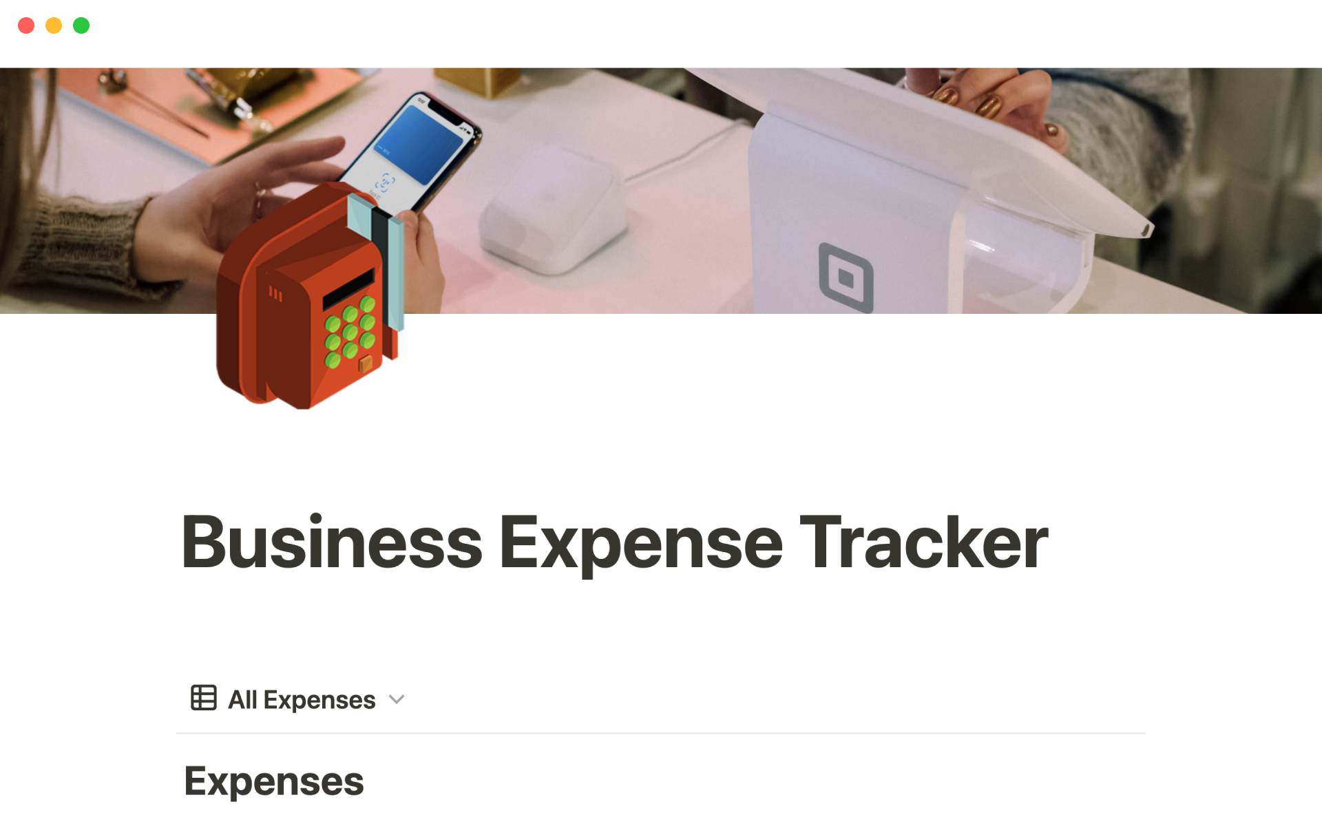 A template preview for Business expense tracker