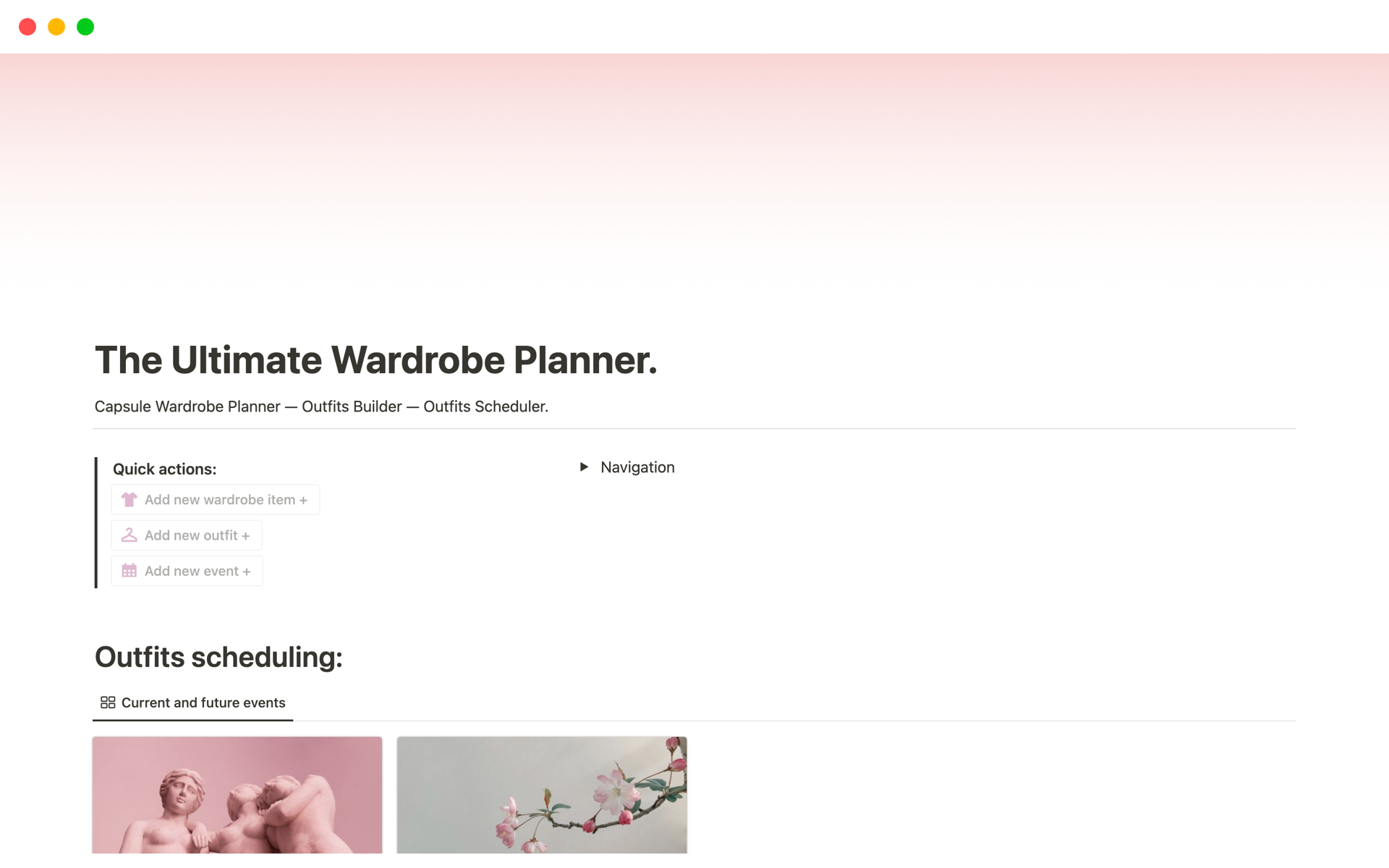 En forhåndsvisning av mal for The Ultimate Wardrobe Planner