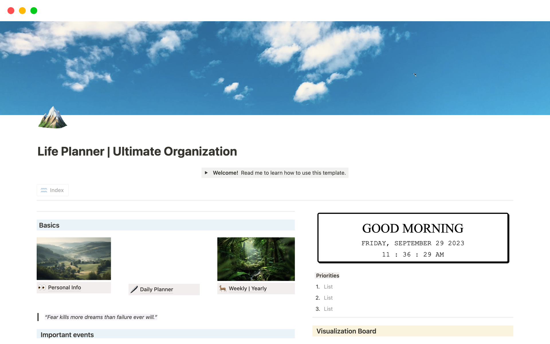 A template preview for Life Planner | Ultimate Organization ADHD