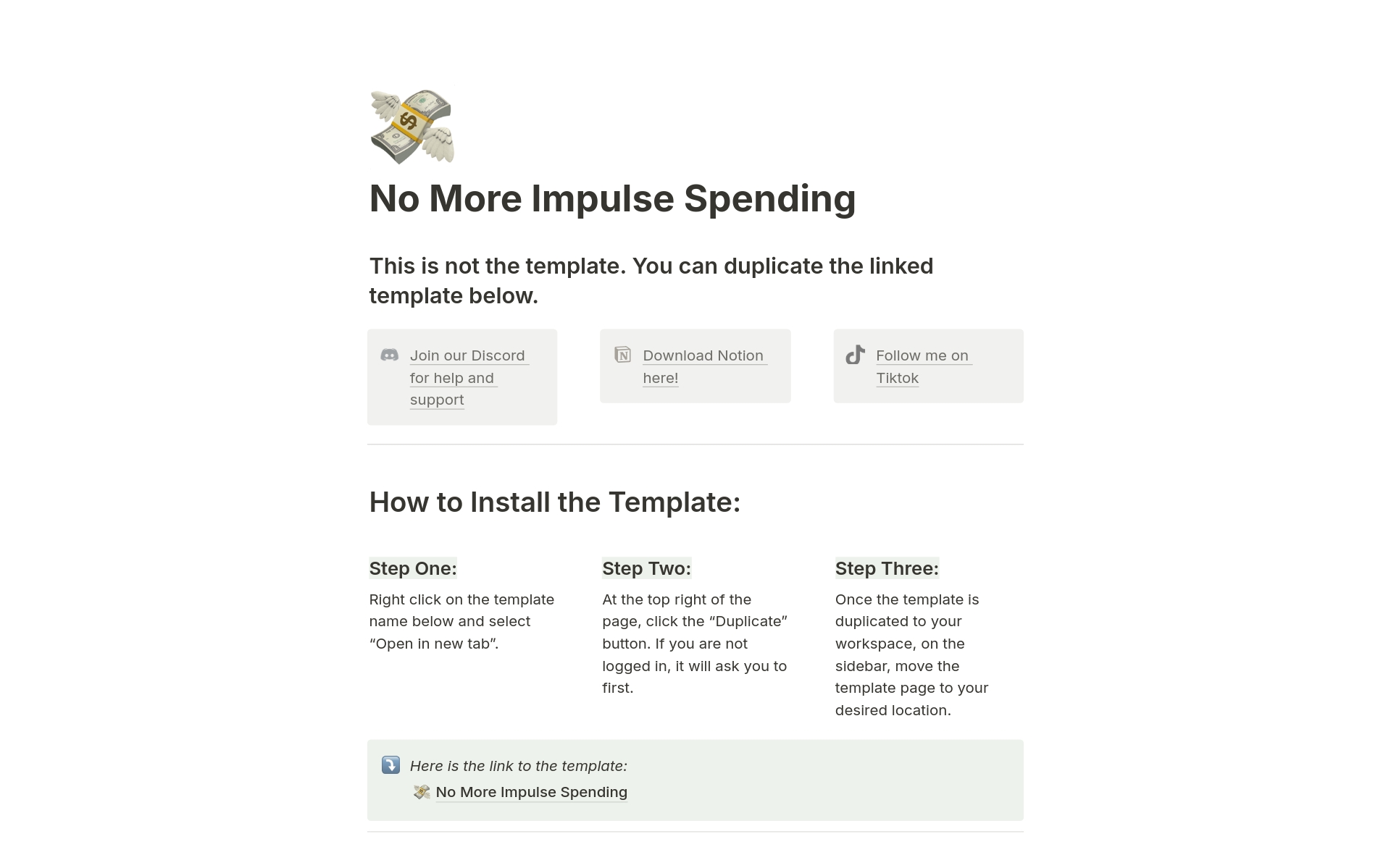 A template preview for No More Impulse Spending [ADHD]