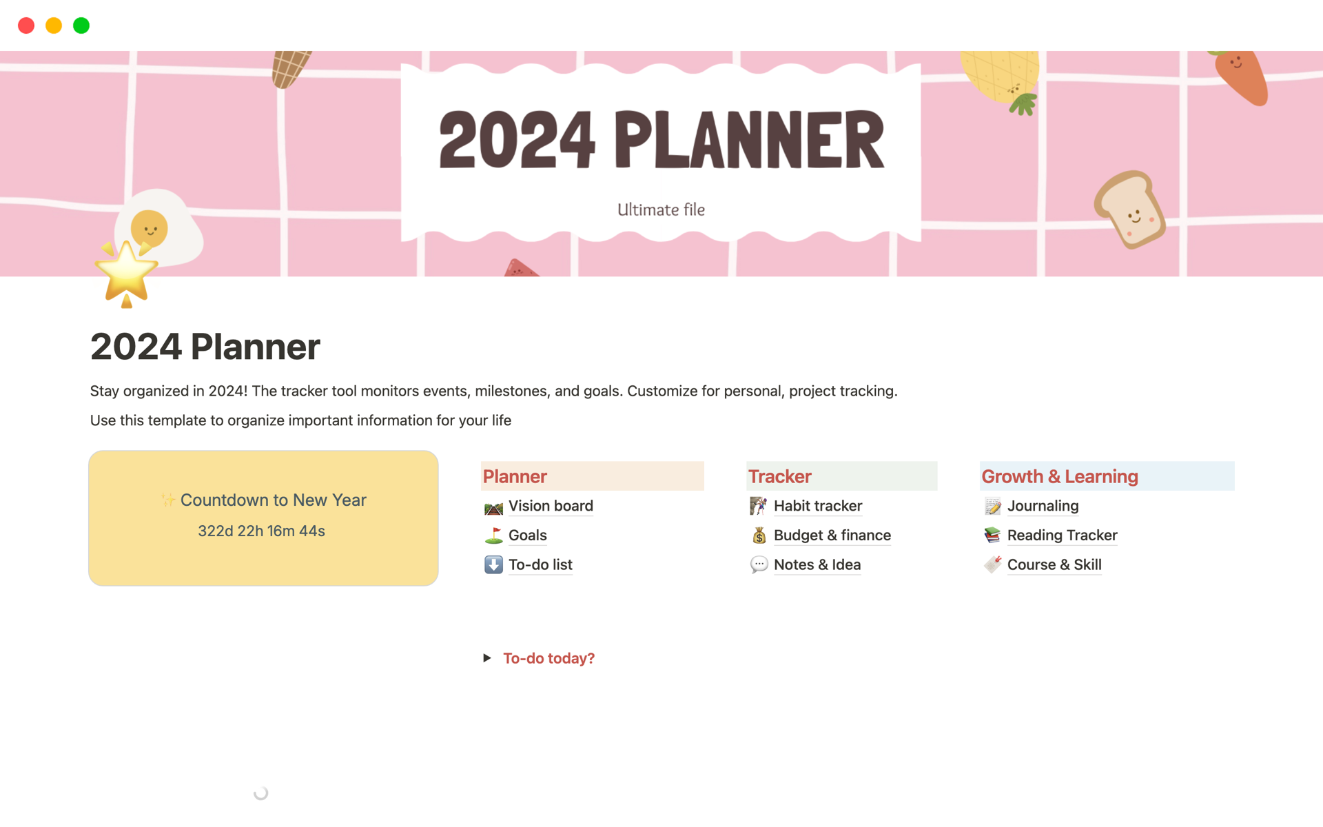 A template preview for 2024 Planner