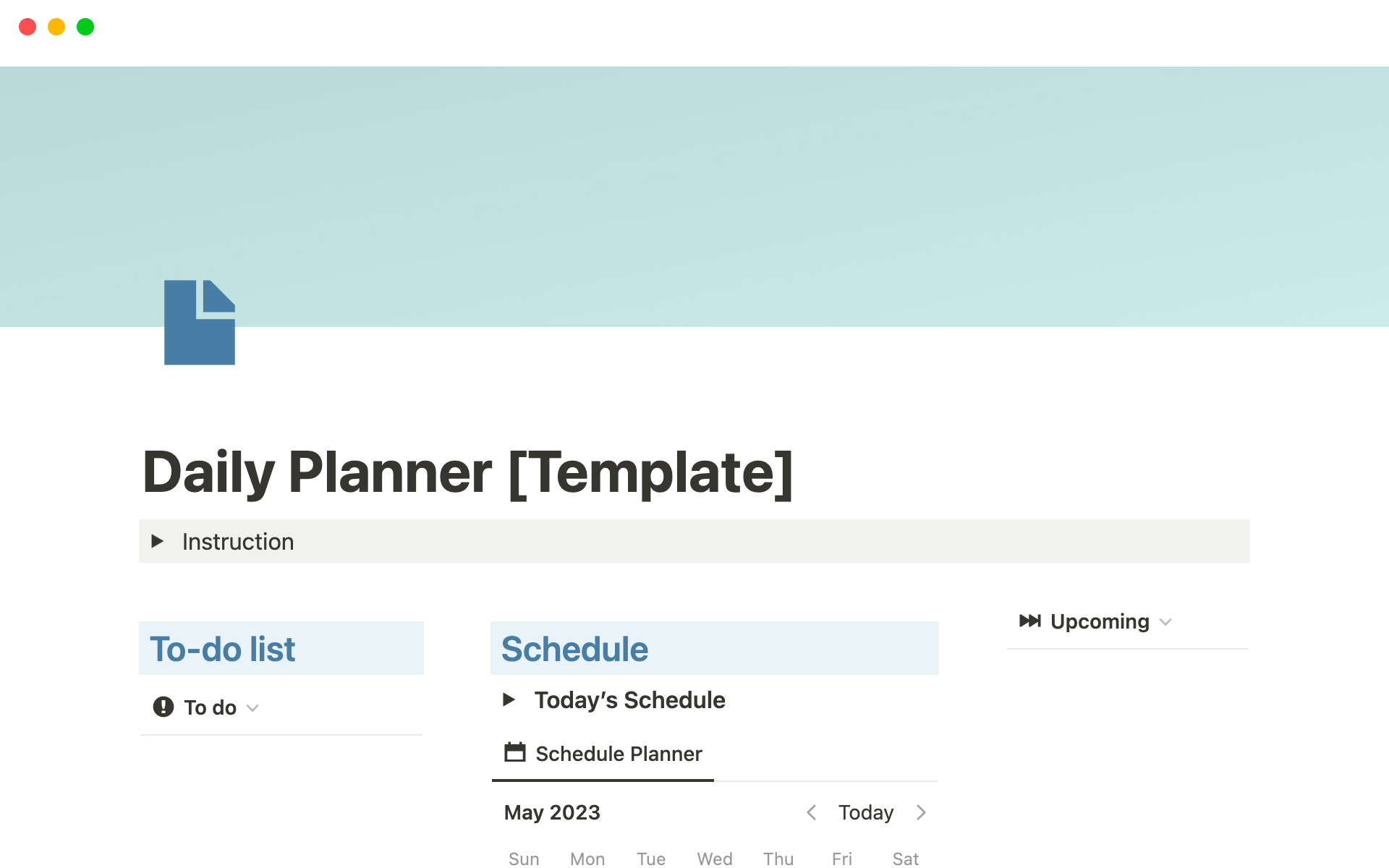 Eine Vorlagenvorschau für Daily Planner