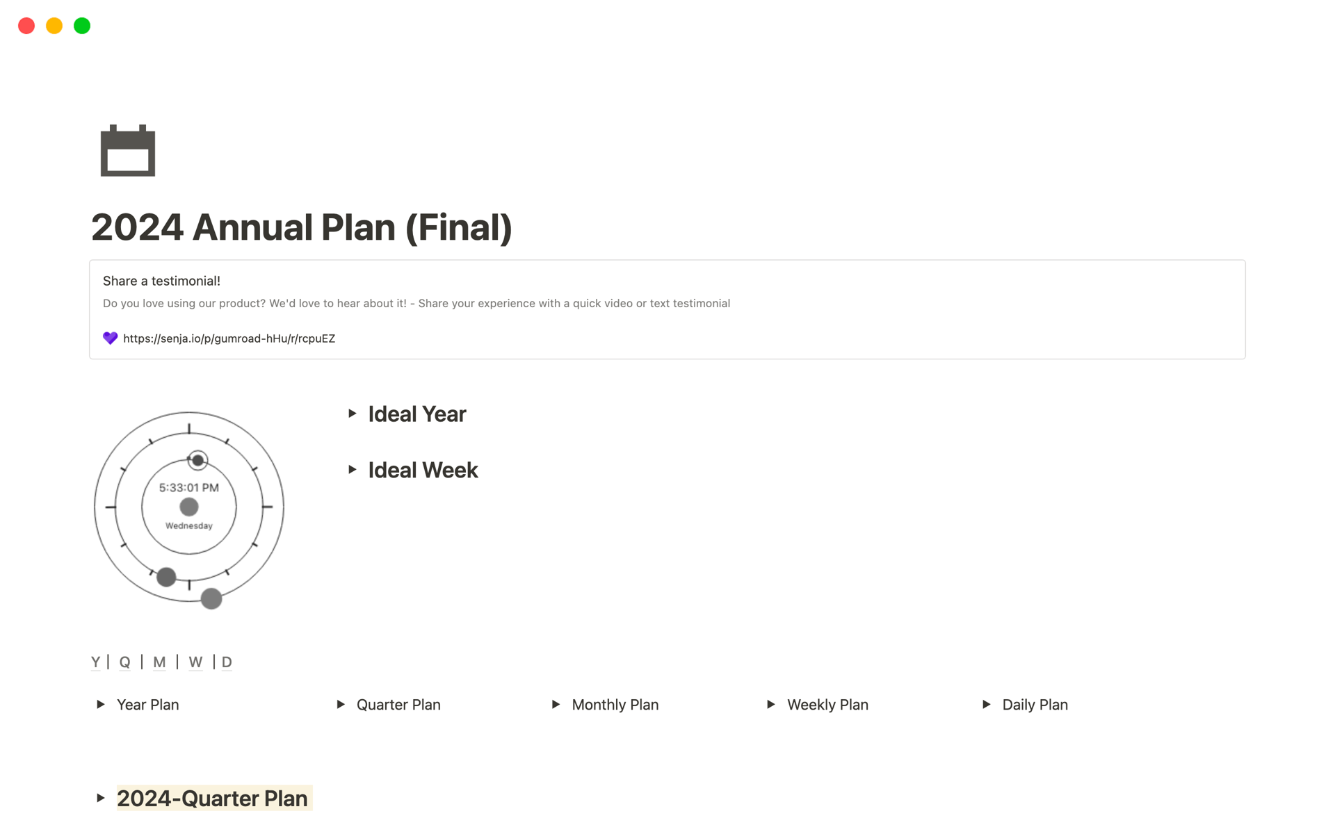 A template preview for 2024 Annual Plan