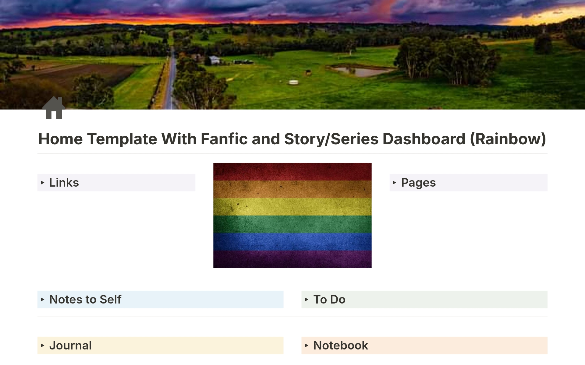 A template preview for Home, Fanfic and Story/Series Dashboards (Rainbow)