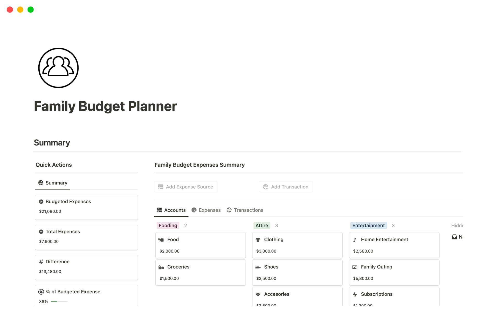 A Family Budget Planner template is used to track and manage household income and expenses, helping families maintain financial stability and achieve their financial goals.